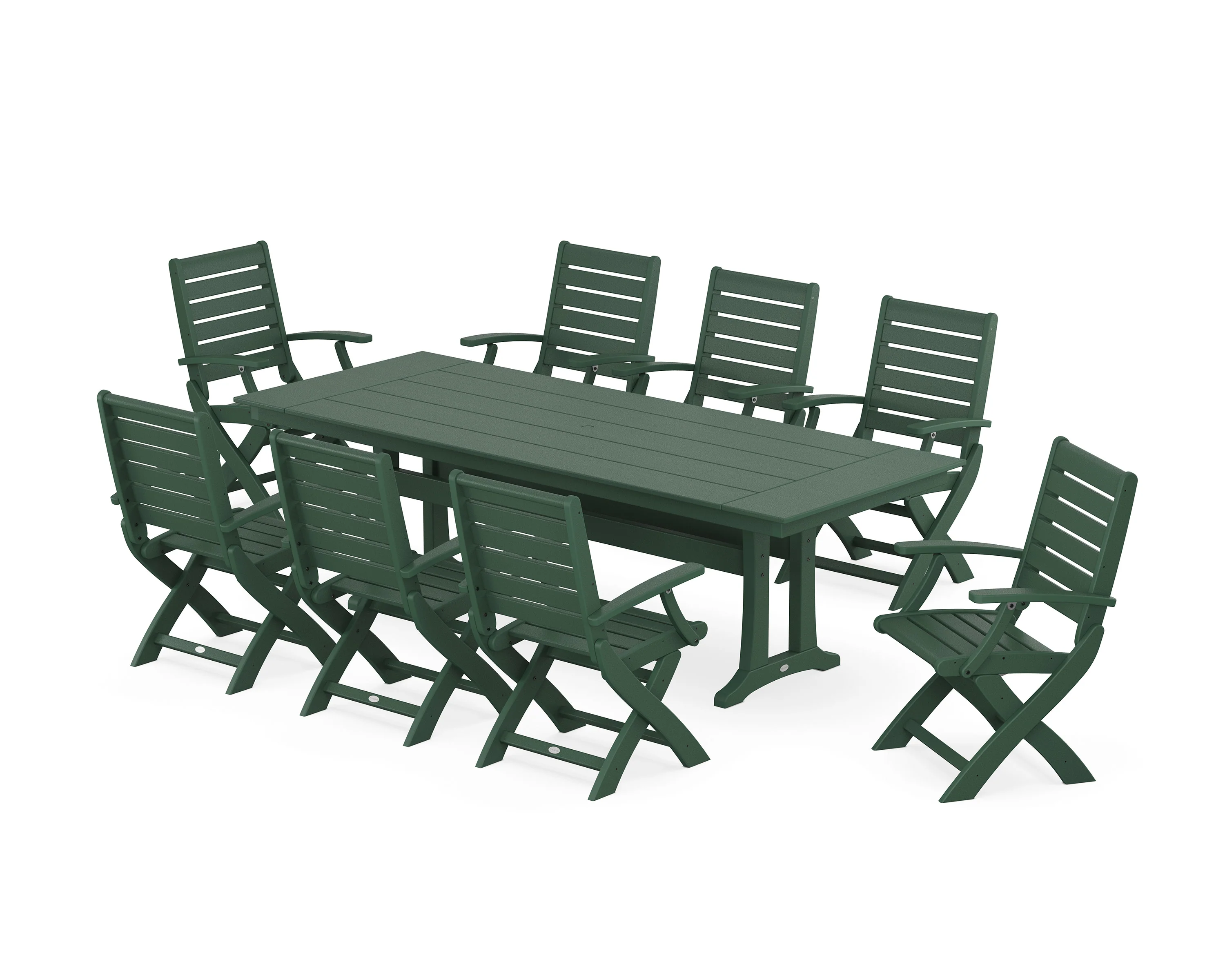 Signature Folding 9-Piece Farmhouse Trestle Dining Set with Trestle Legs - Image 9