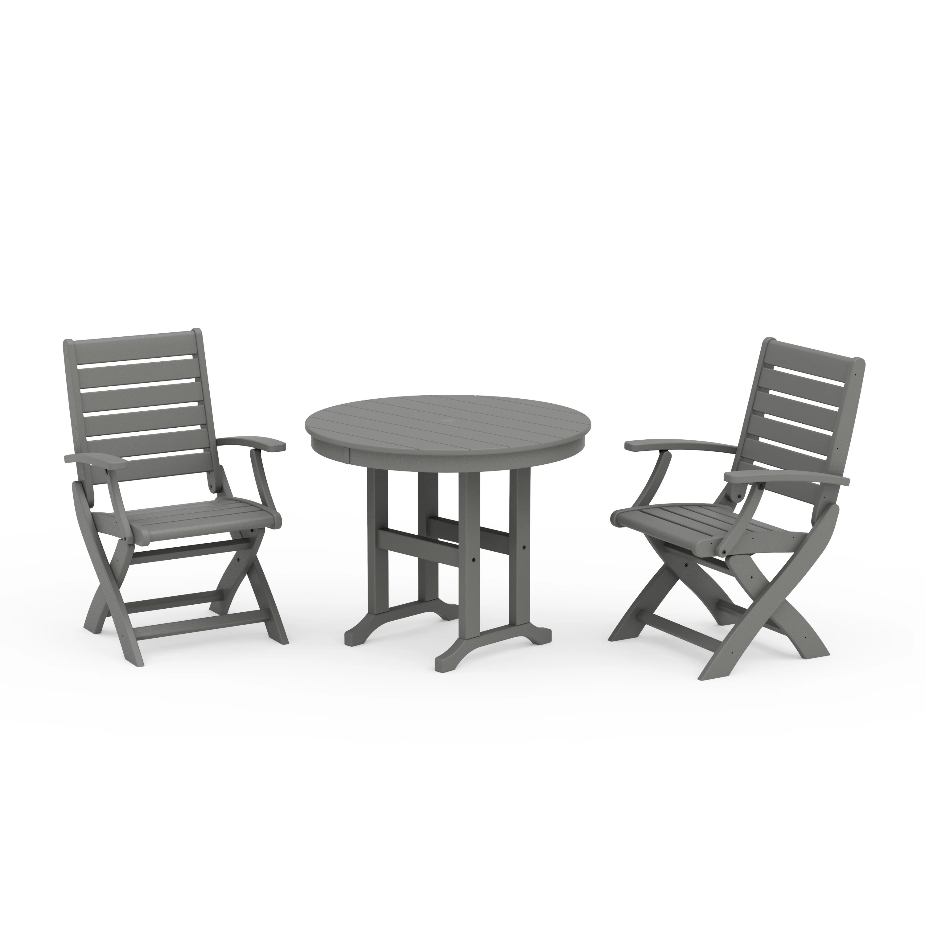 Signature Folding Chair 3-Piece Round Farmhouse Dining Set