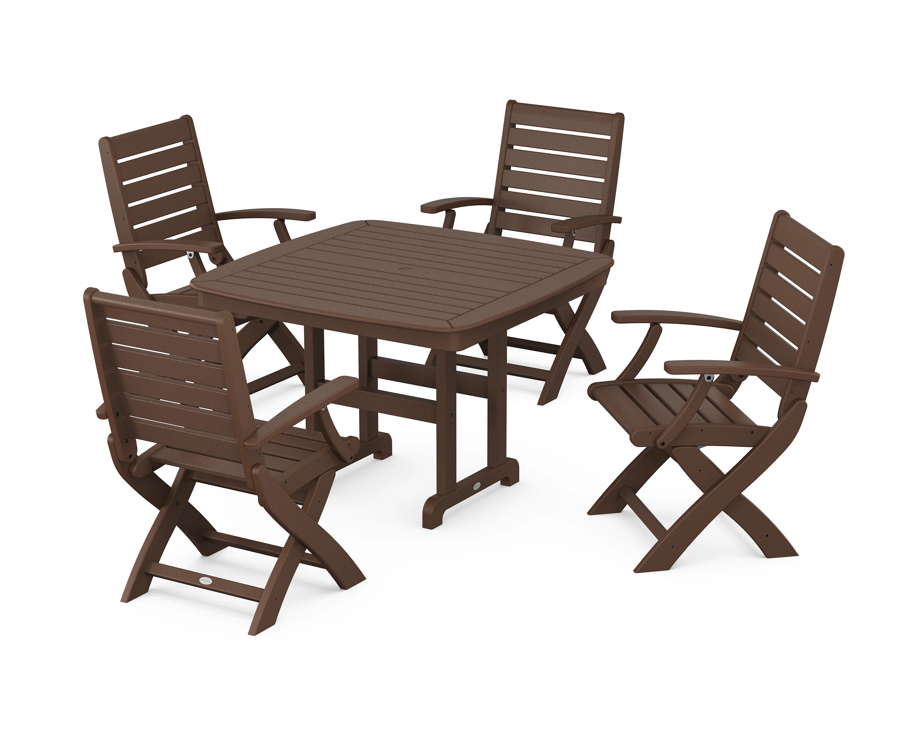 Signature Folding Chair 5-Piece Dining Set with Trestle Legs - Image 8