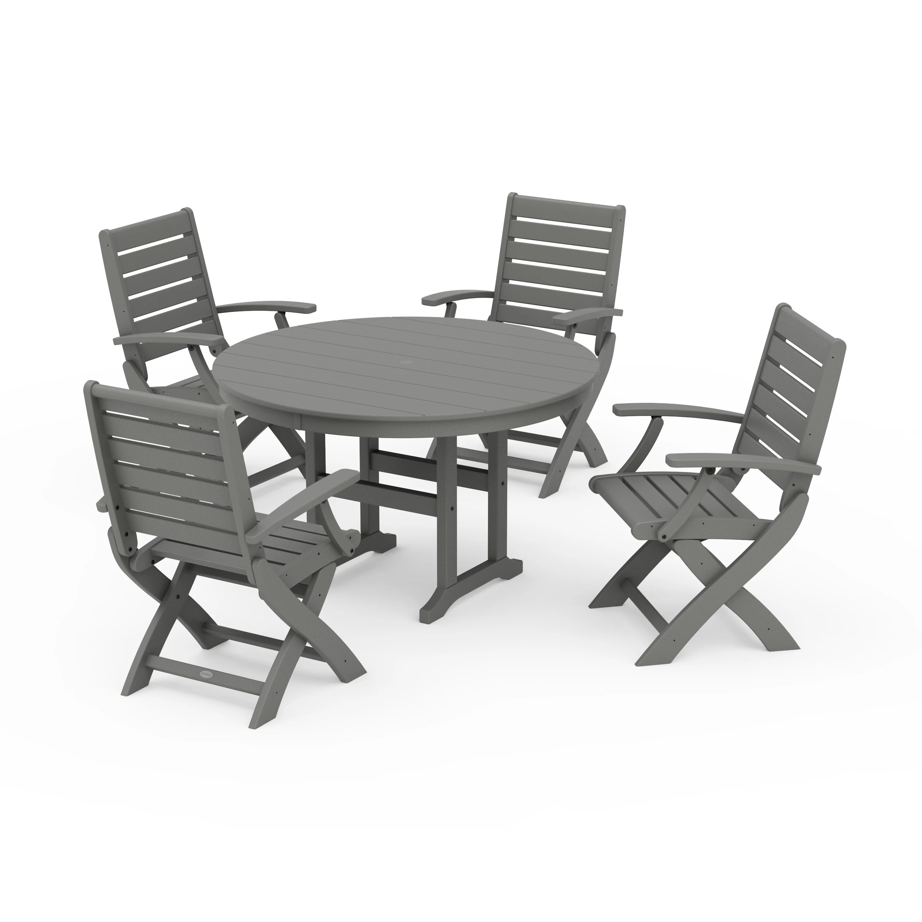 Signature Folding Chair 5-Piece Round Farmhouse Dining Set