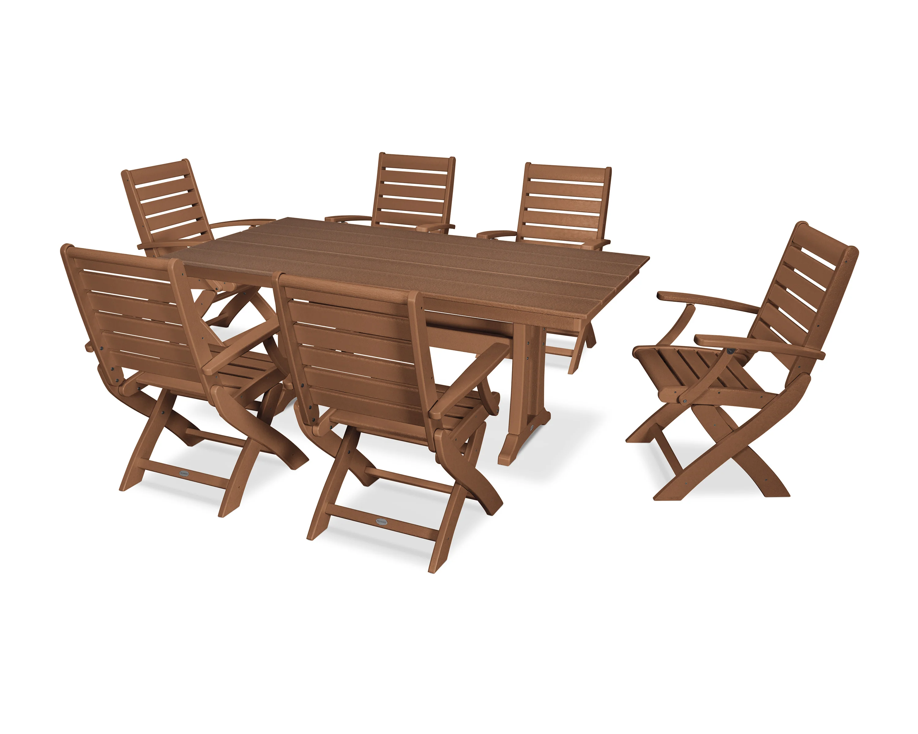 Signature Folding Chair 7-Piece Farmhouse Dining Set with Trestle Legs - Image 5