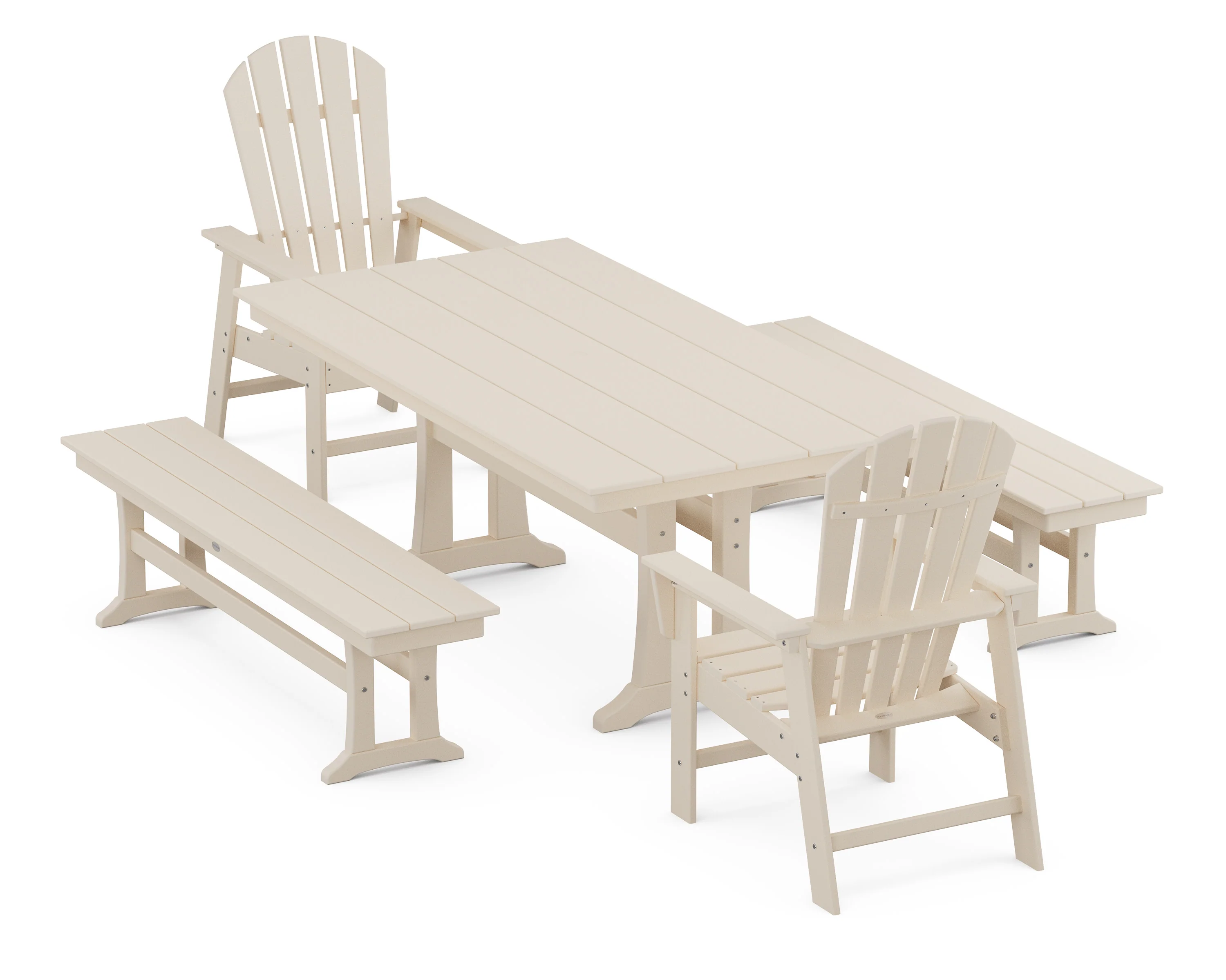 South Beach 5-Piece Farmhouse Dining Set With Trestle Legs - Image 8