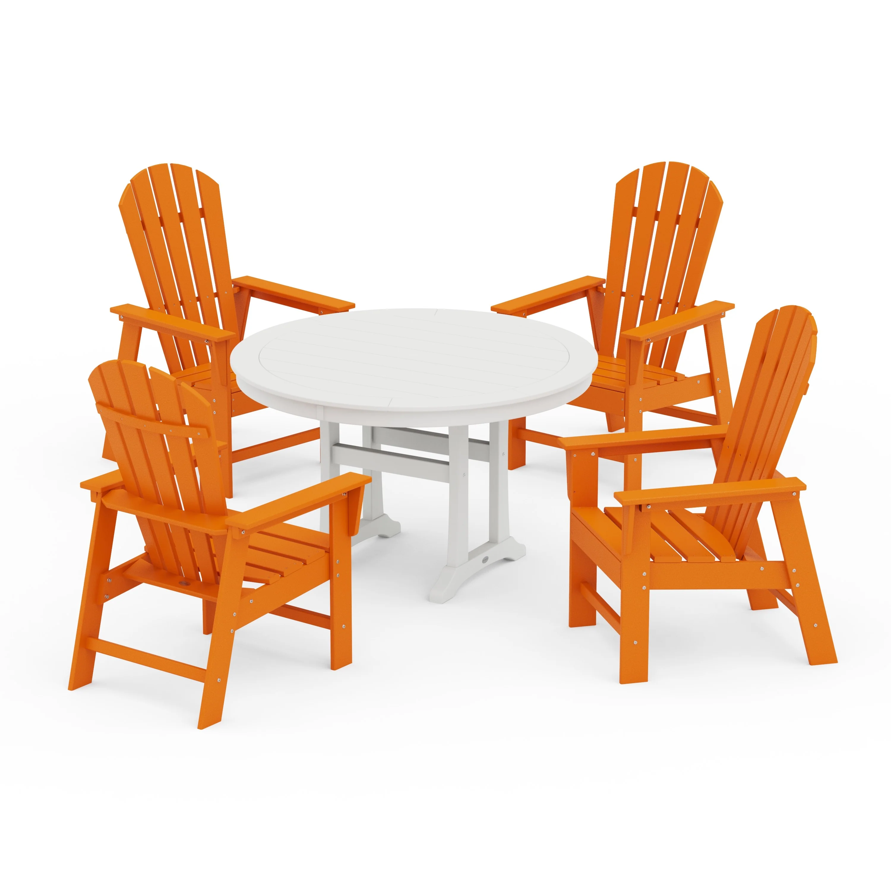 South Beach 5-Piece Round Dining Set with Trestle Legs - Image 6