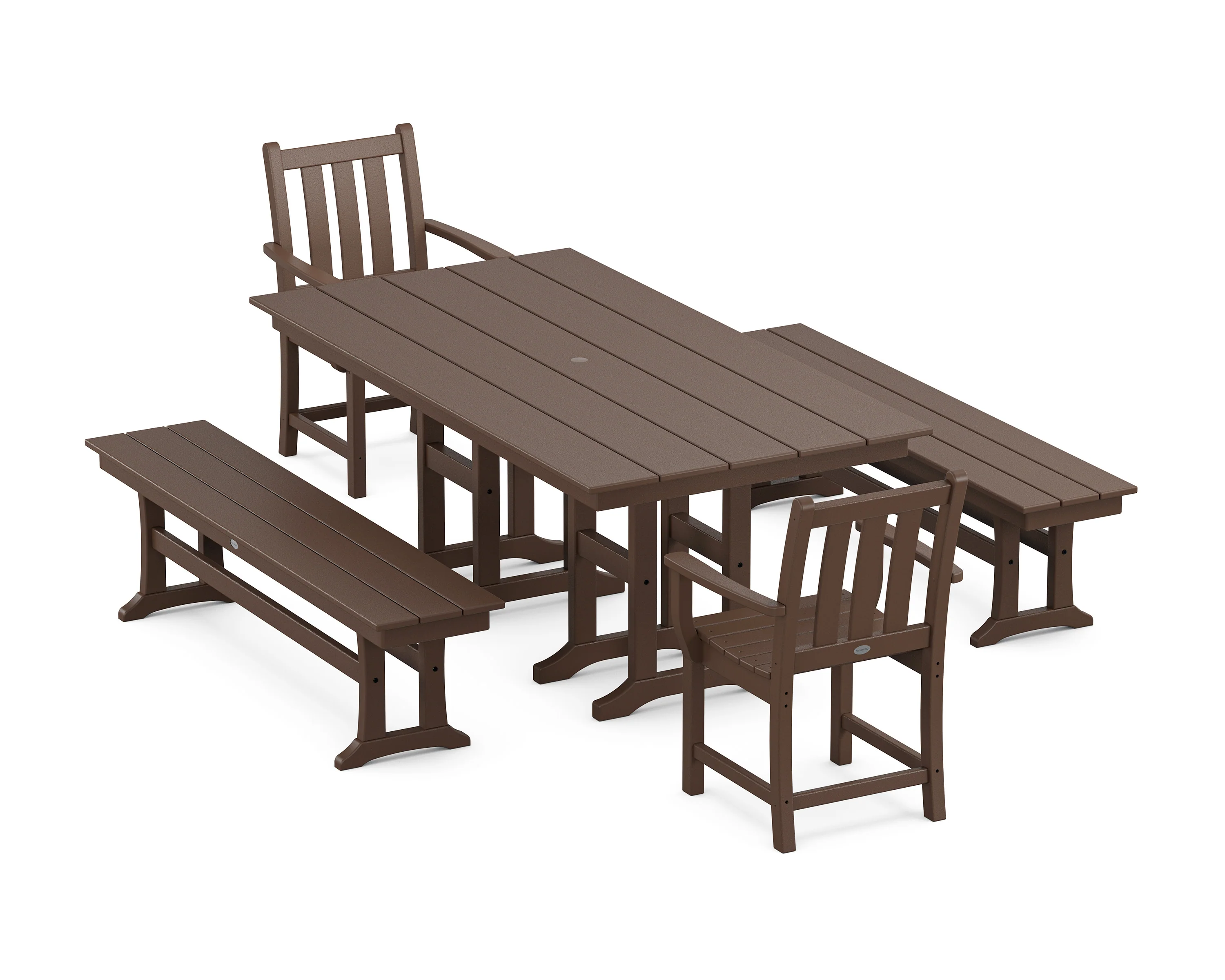 Traditional Garden 5-Piece Farmhouse Dining Set with Benches - Image 4