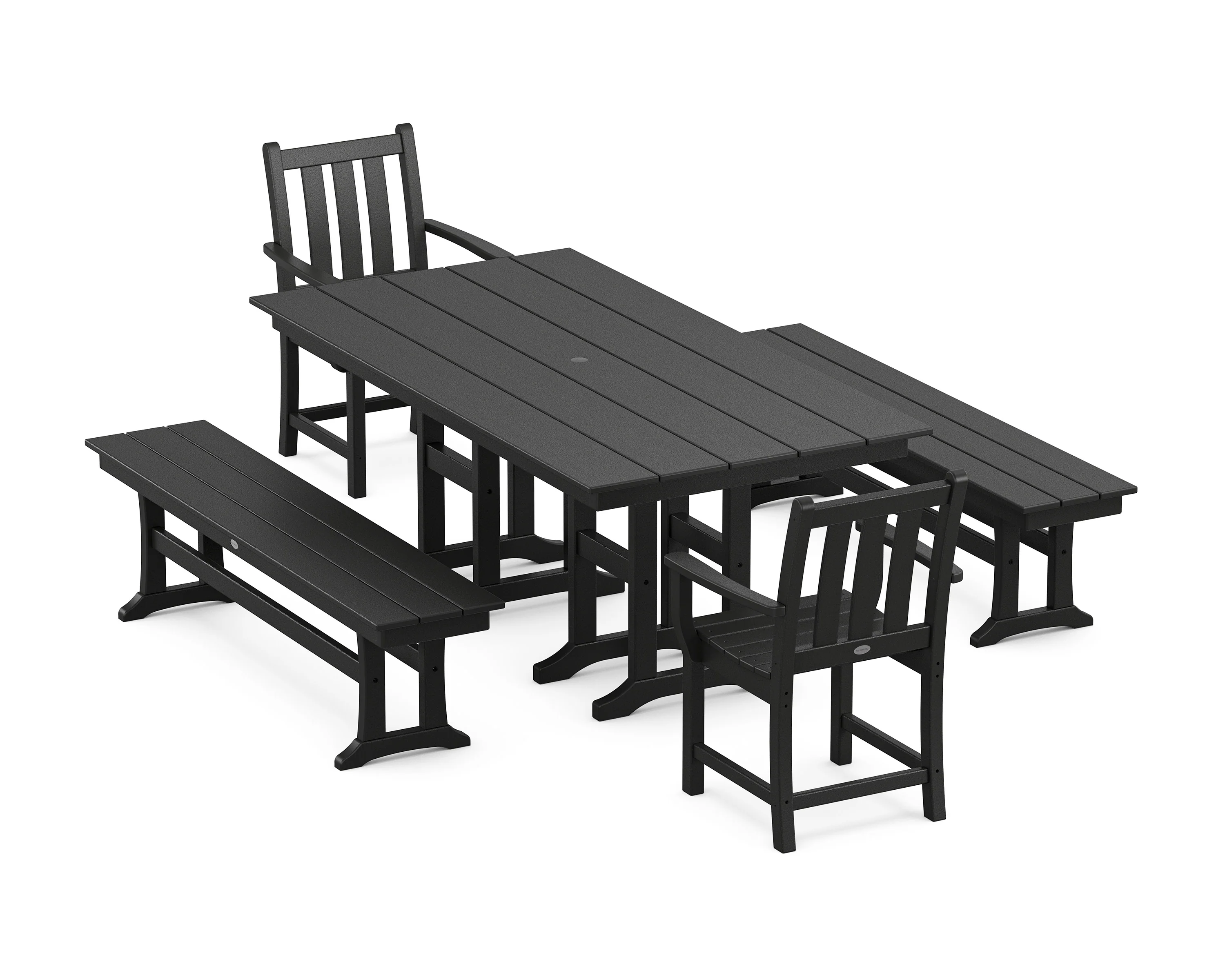Traditional Garden 5-Piece Farmhouse Dining Set with Benches - Image 5