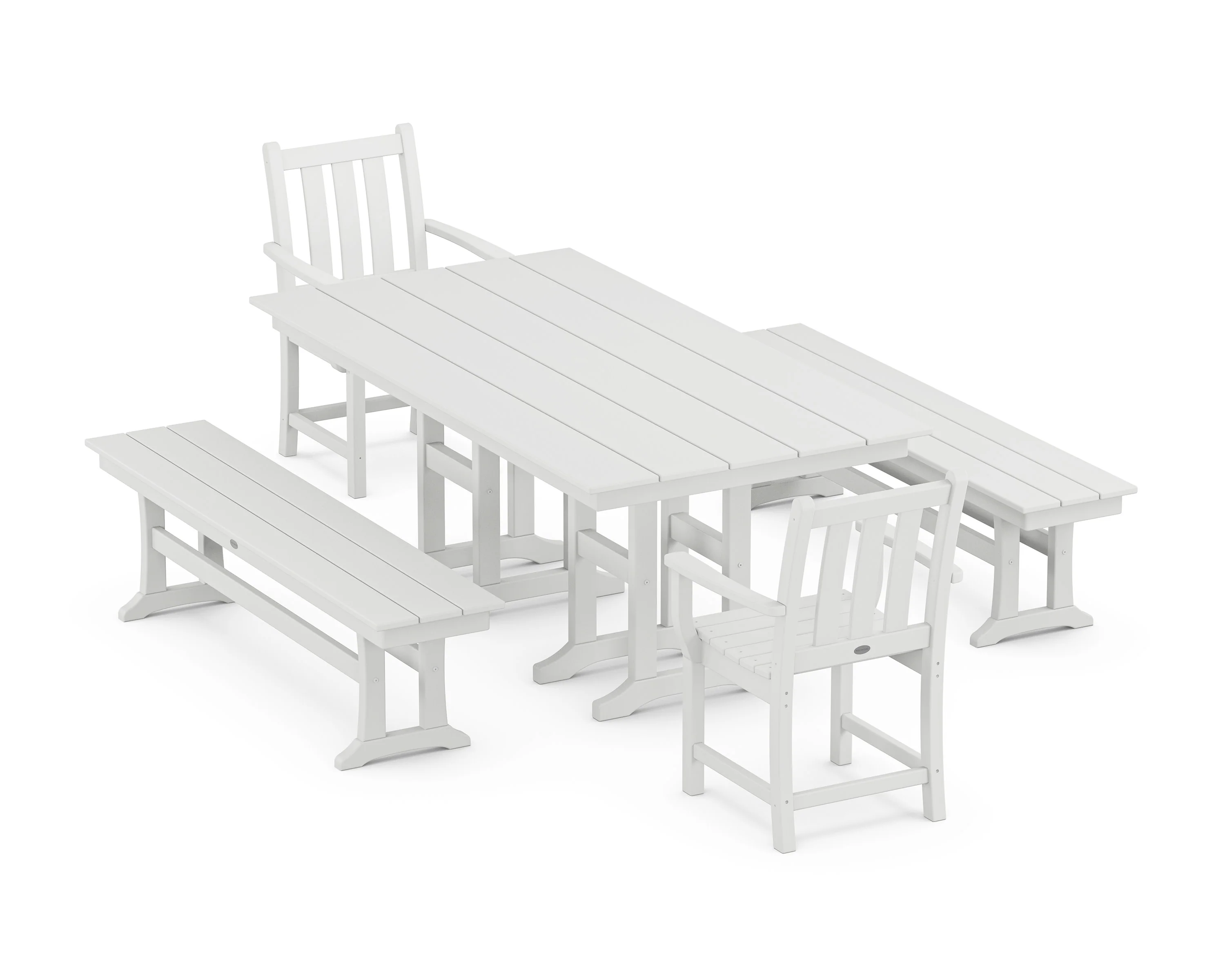 Traditional Garden 5-Piece Farmhouse Dining Set with Benches - Image 6