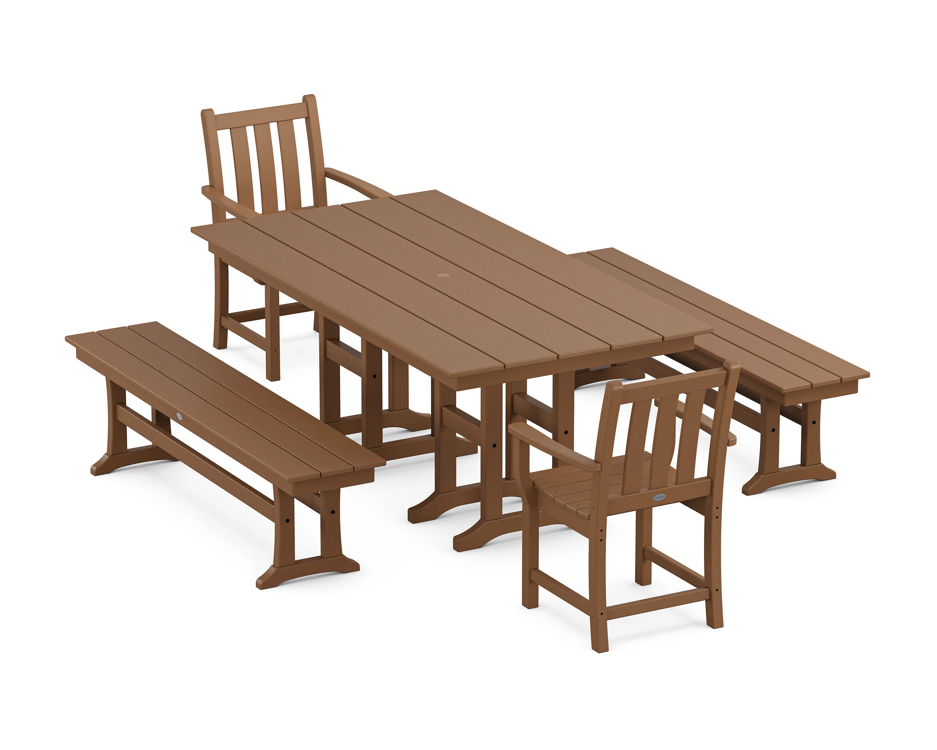 Traditional Garden 5-Piece Farmhouse Dining Set with Benches - Image 7