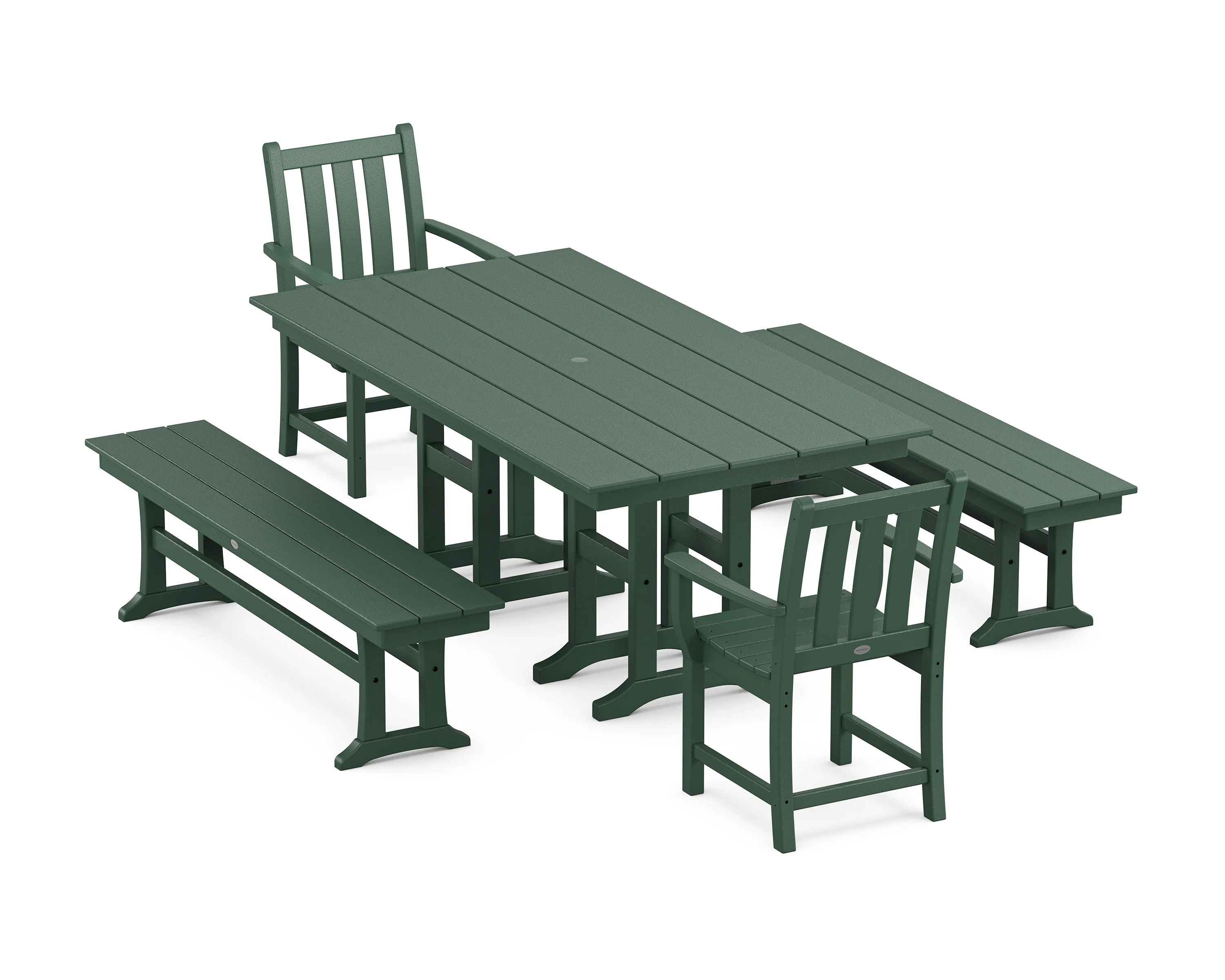 Traditional Garden 5-Piece Farmhouse Dining Set with Benches - Image 8