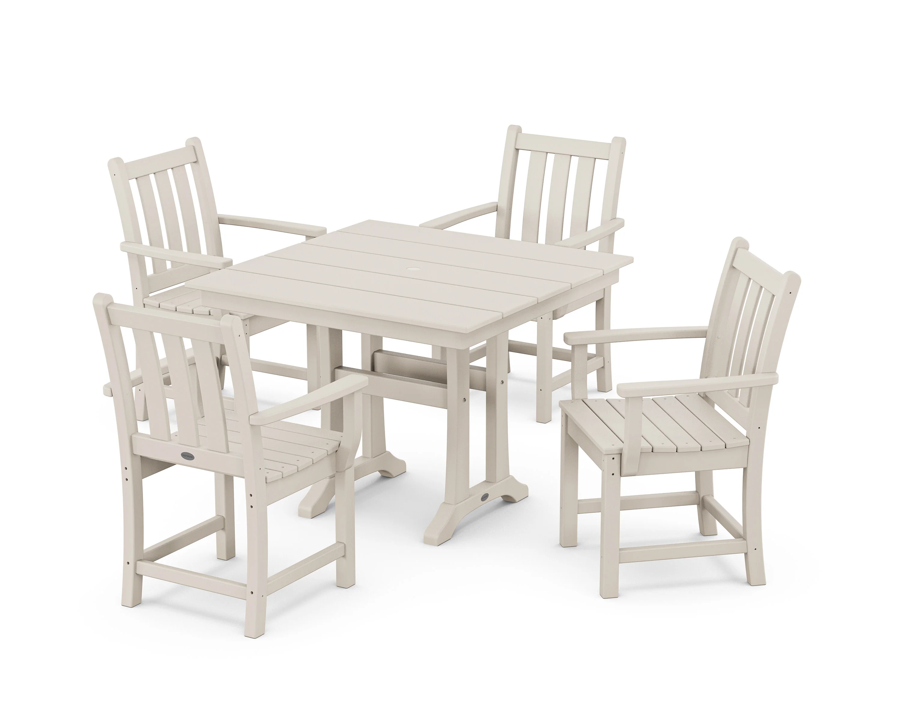 Traditional Garden 5-Piece Farmhouse Dining Set With Trestle Legs - Image 4