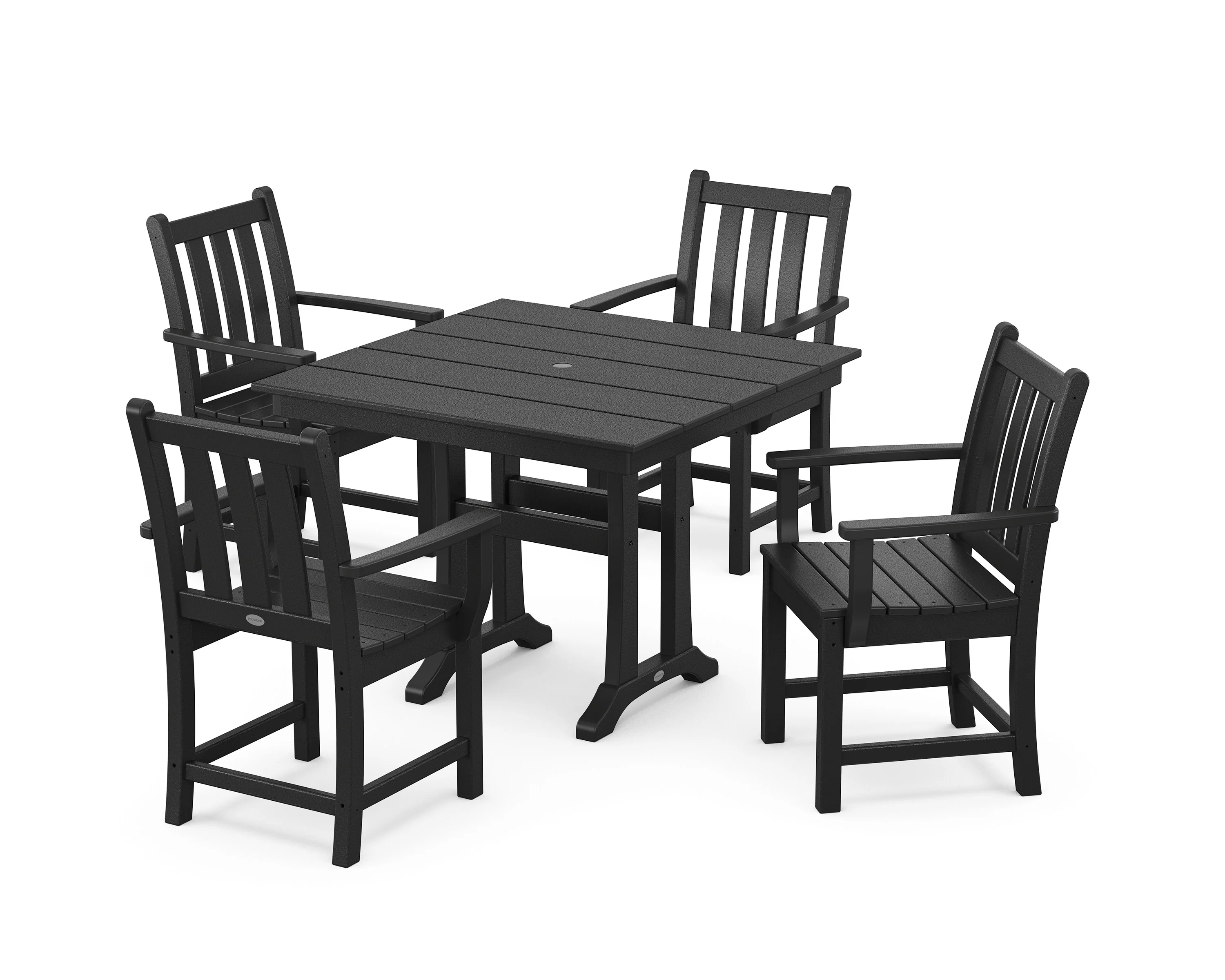 Traditional Garden 5-Piece Farmhouse Dining Set With Trestle Legs - Image 8