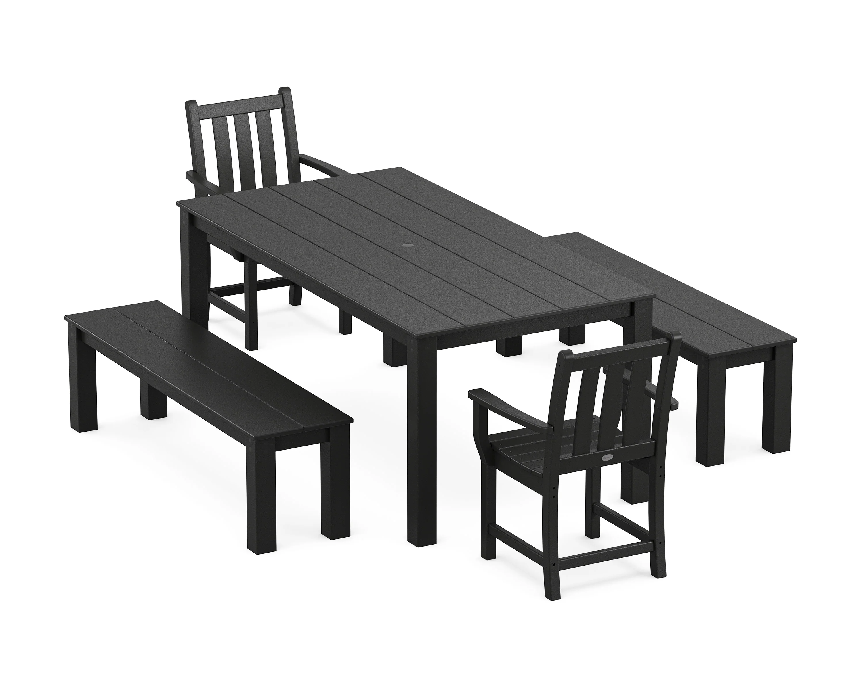 Traditional Garden 5-Piece Parsons Dining Set with Benches - Image 4