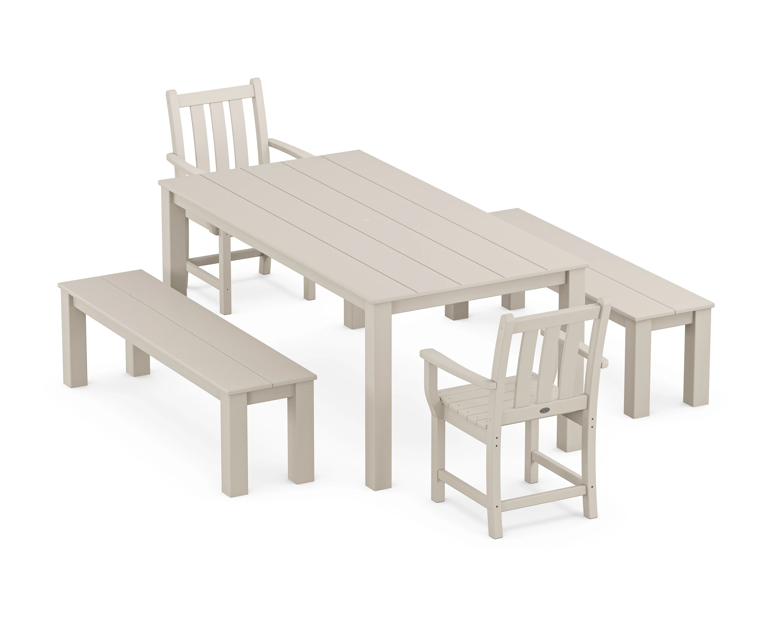 Traditional Garden 5-Piece Parsons Dining Set with Benches - Image 5