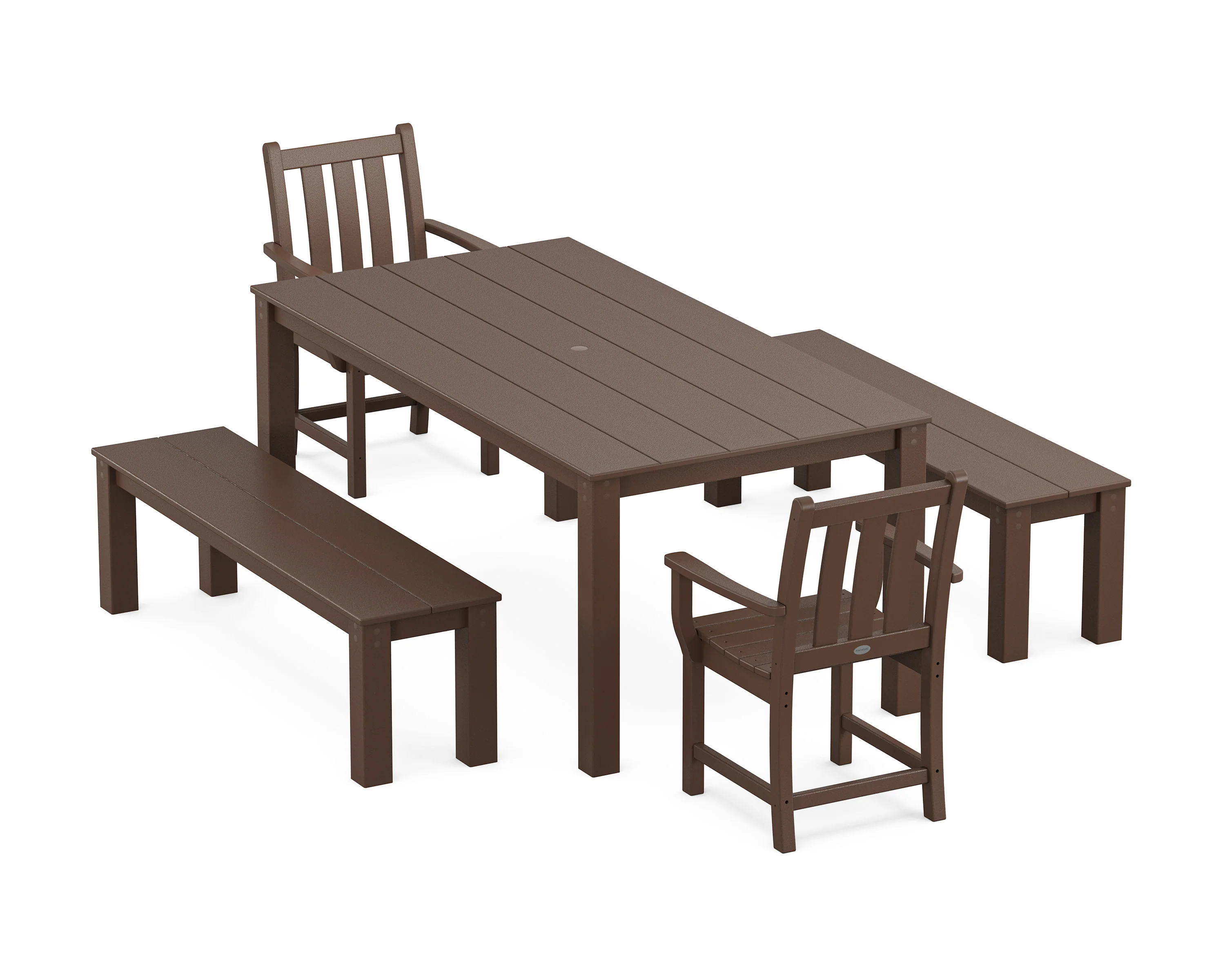 Traditional Garden 5-Piece Parsons Dining Set with Benches - Image 7