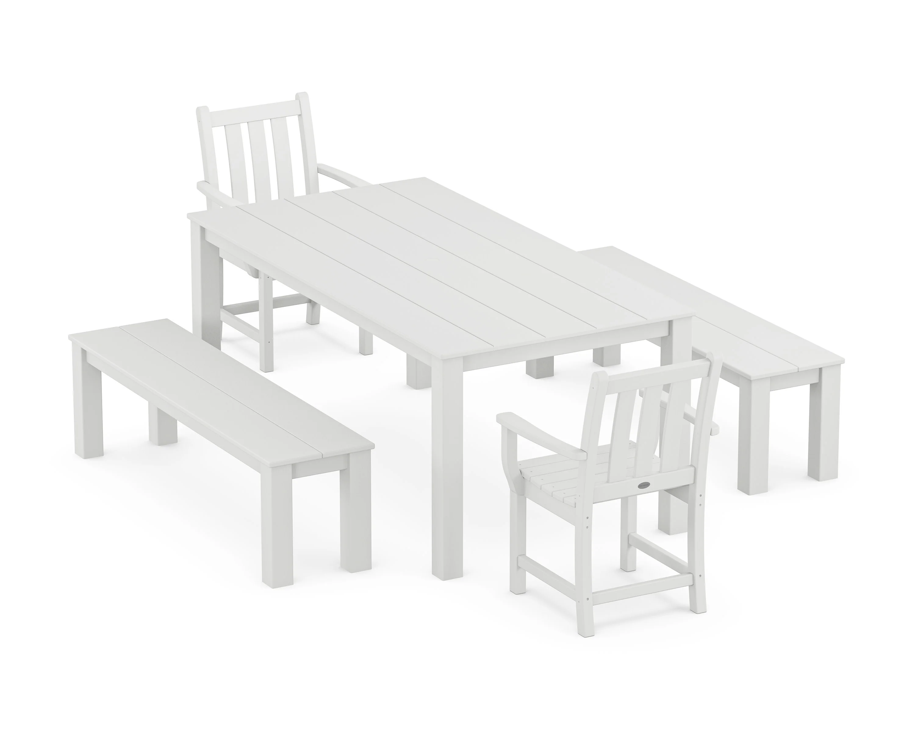 Traditional Garden 5-Piece Parsons Dining Set with Benches - Image 8