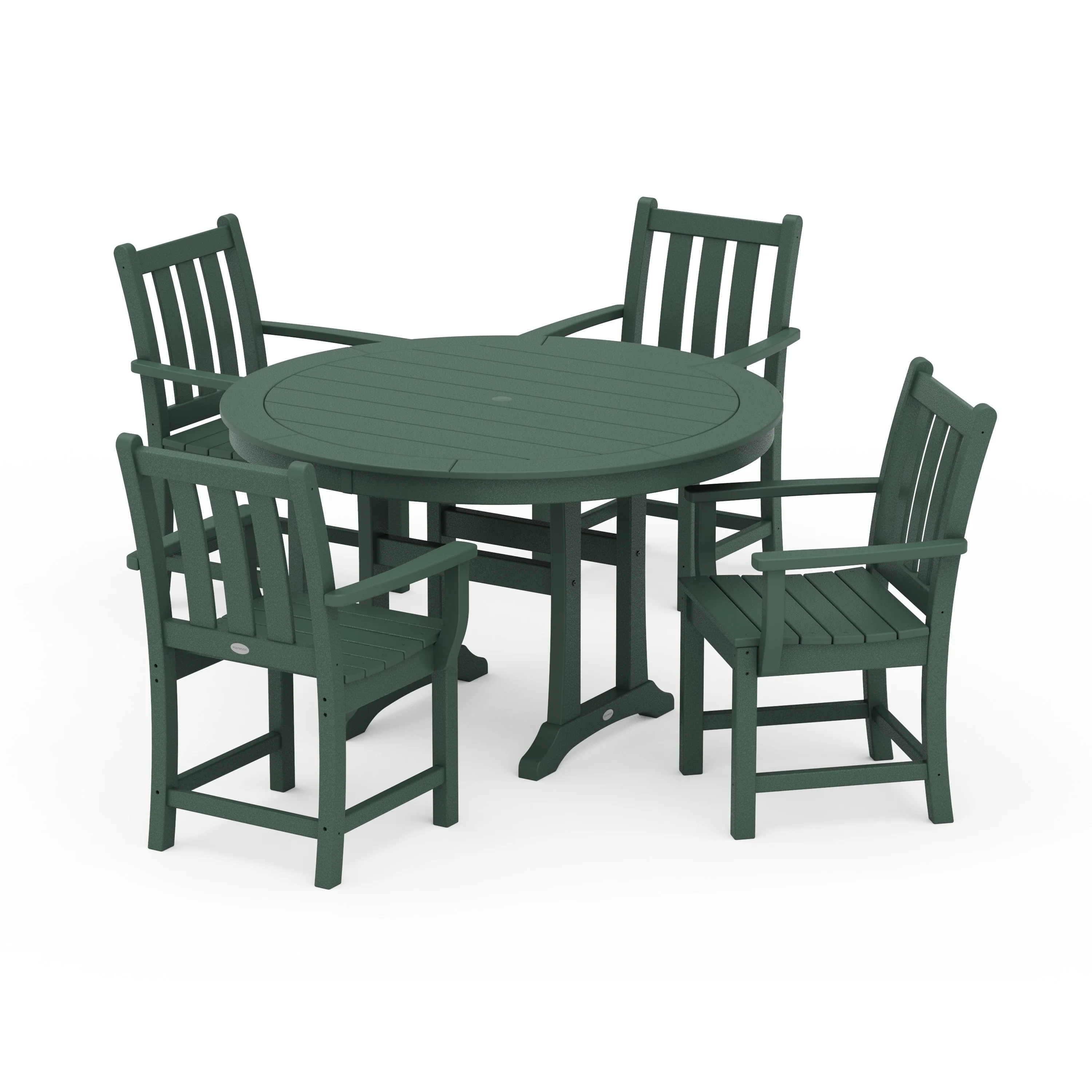 Traditional Garden 5-Piece Round Dining Set with Trestle Legs - Image 4