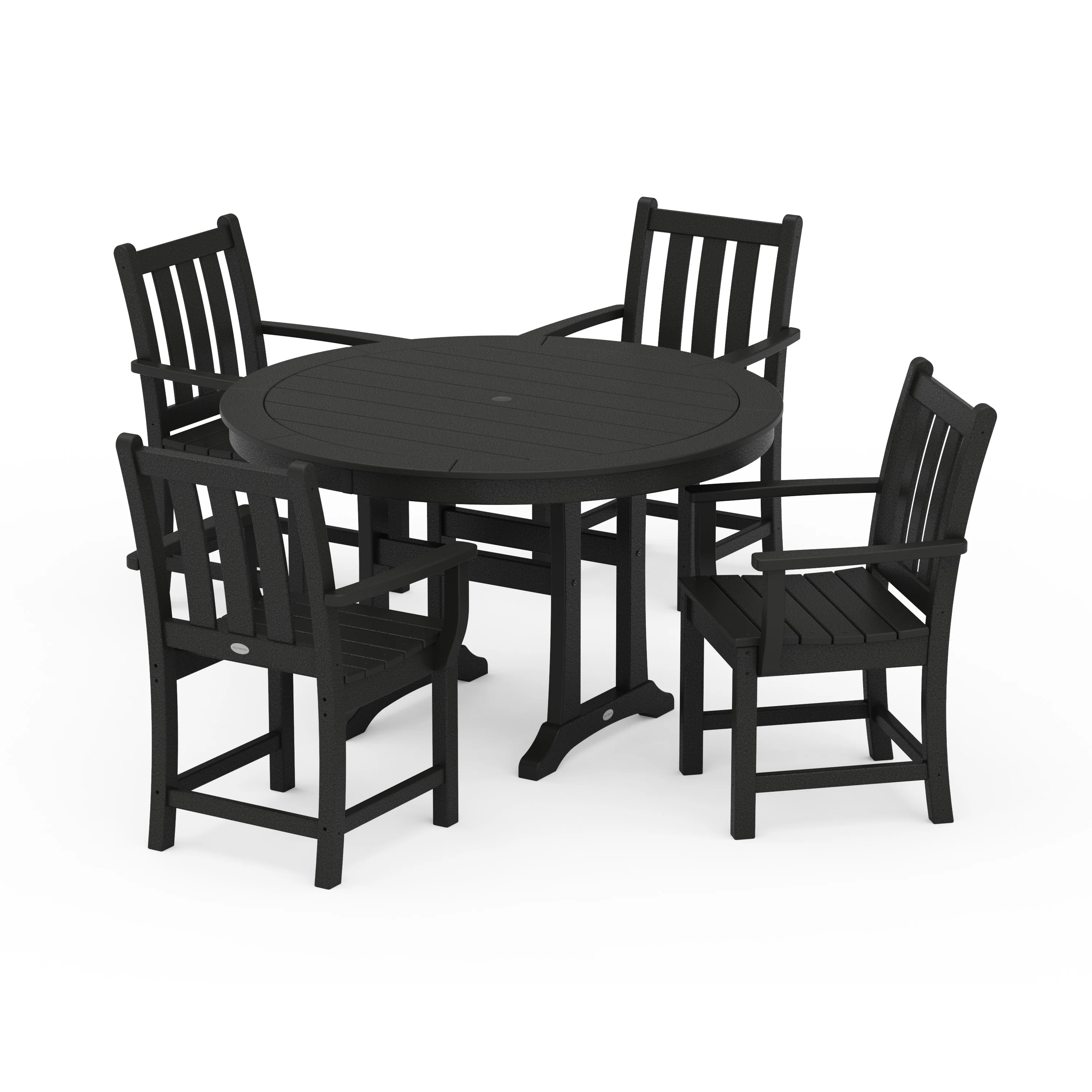 Traditional Garden 5-Piece Round Dining Set with Trestle Legs - Image 5