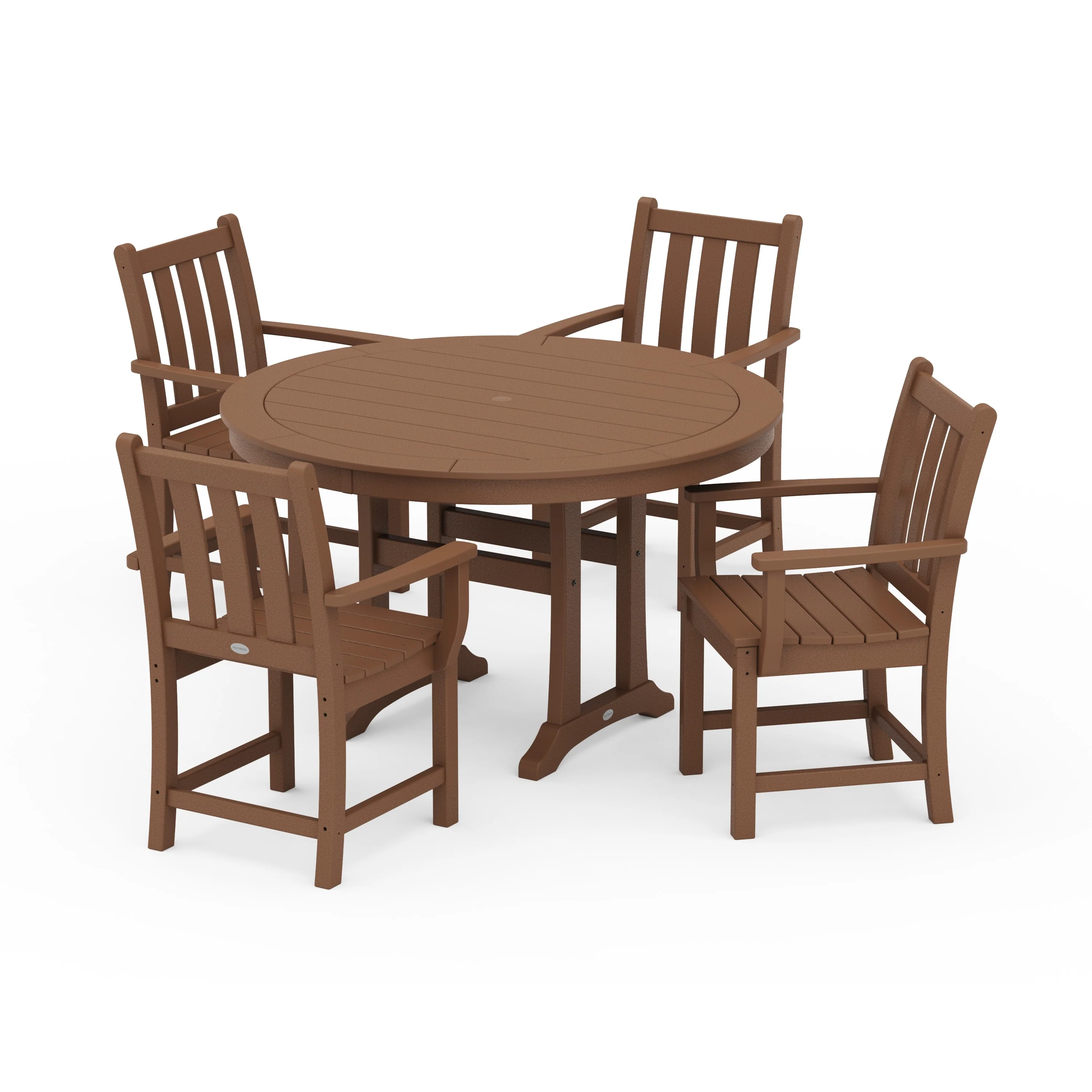 Traditional Garden 5-Piece Round Dining Set with Trestle Legs - Image 7