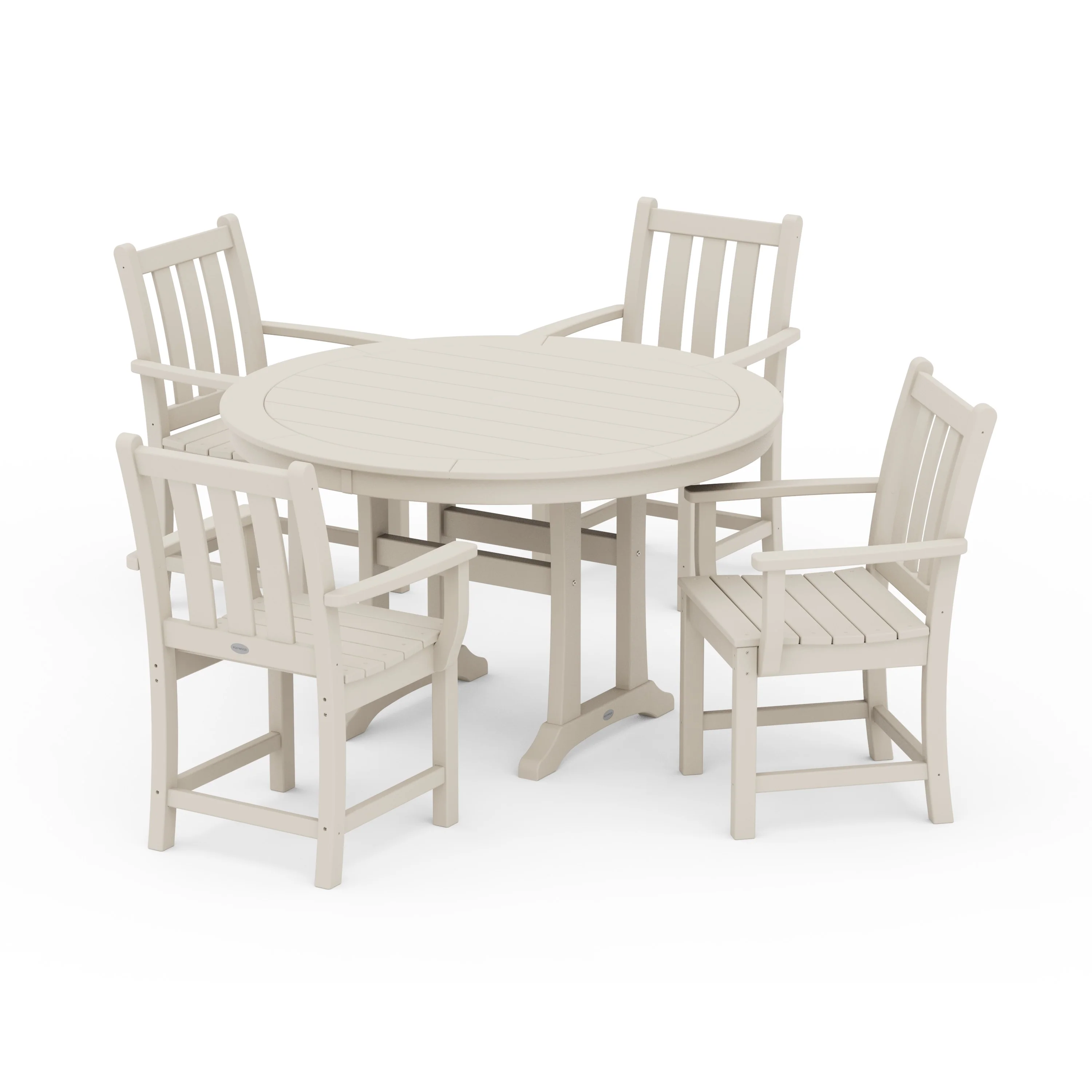 Traditional Garden 5-Piece Round Dining Set with Trestle Legs - Image 8