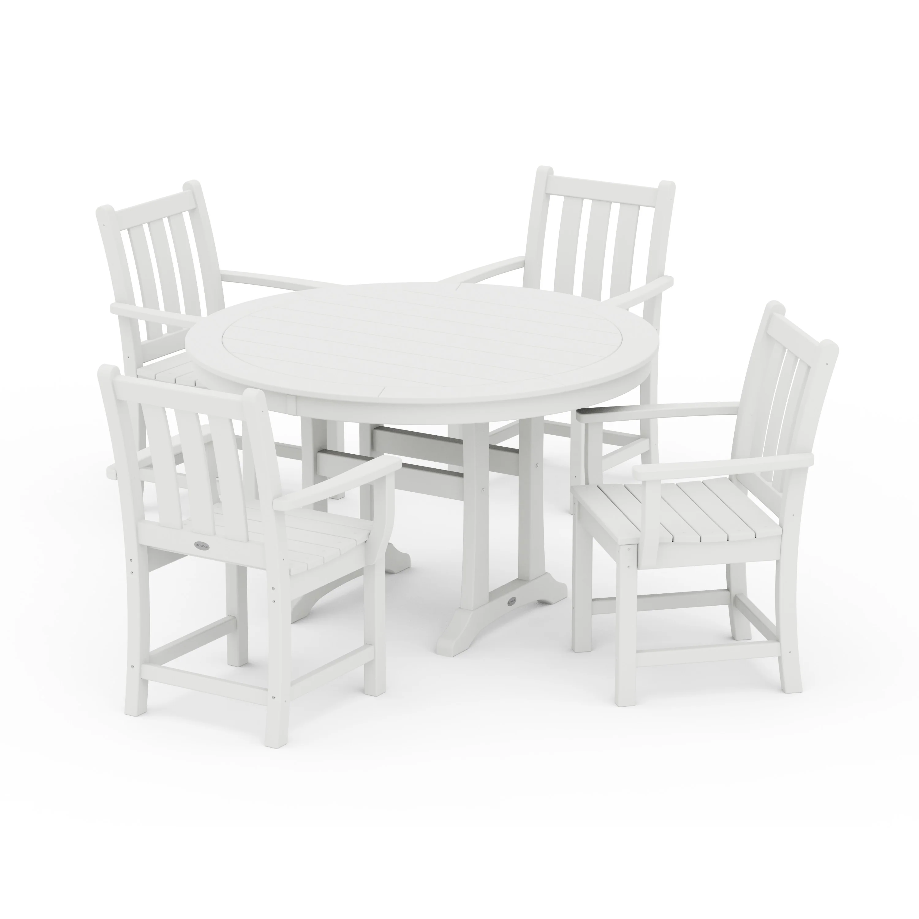 Traditional Garden 5-Piece Round Dining Set with Trestle Legs - Image 9
