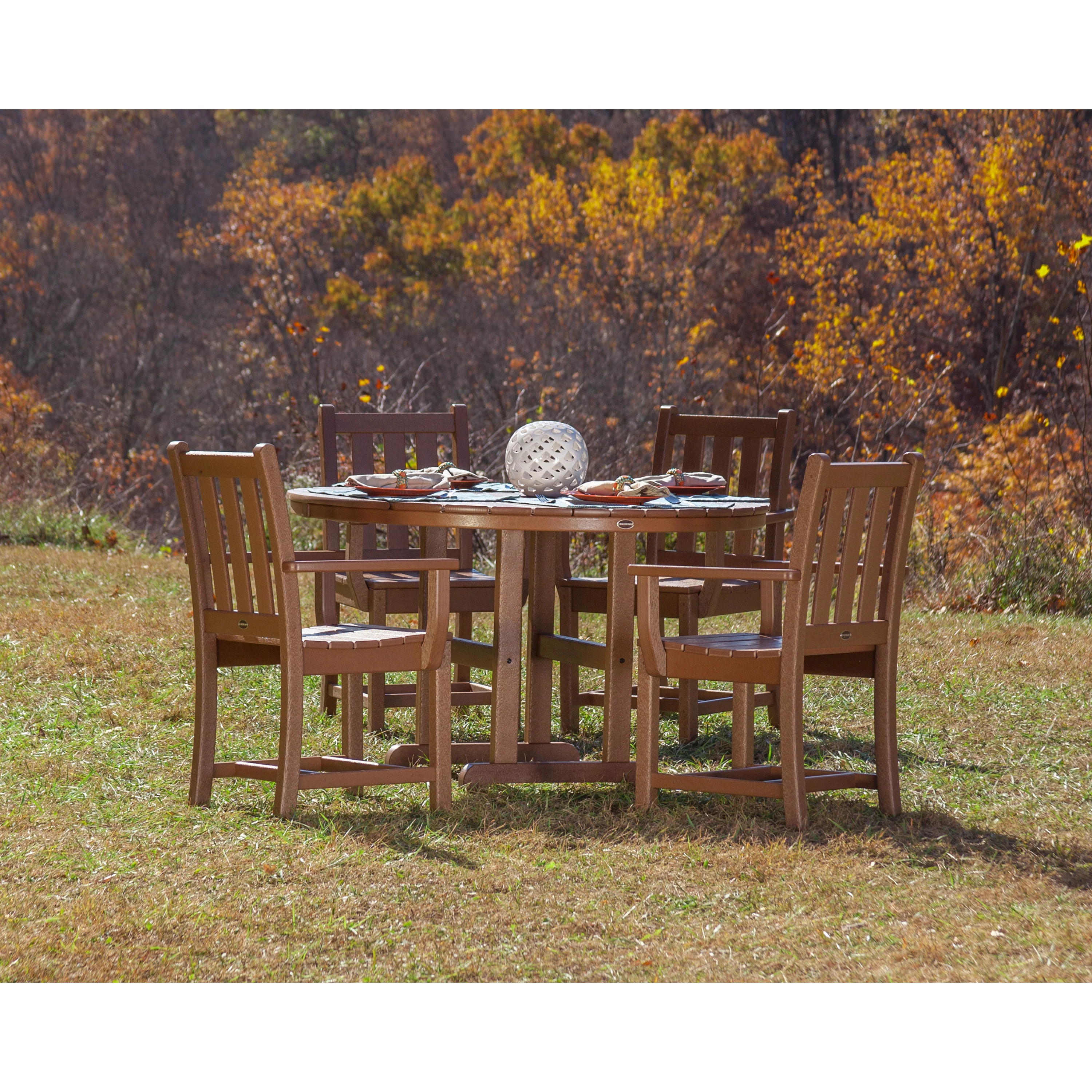 Traditional Garden 5-Piece Round Farmhouse Dining Set - Image 3