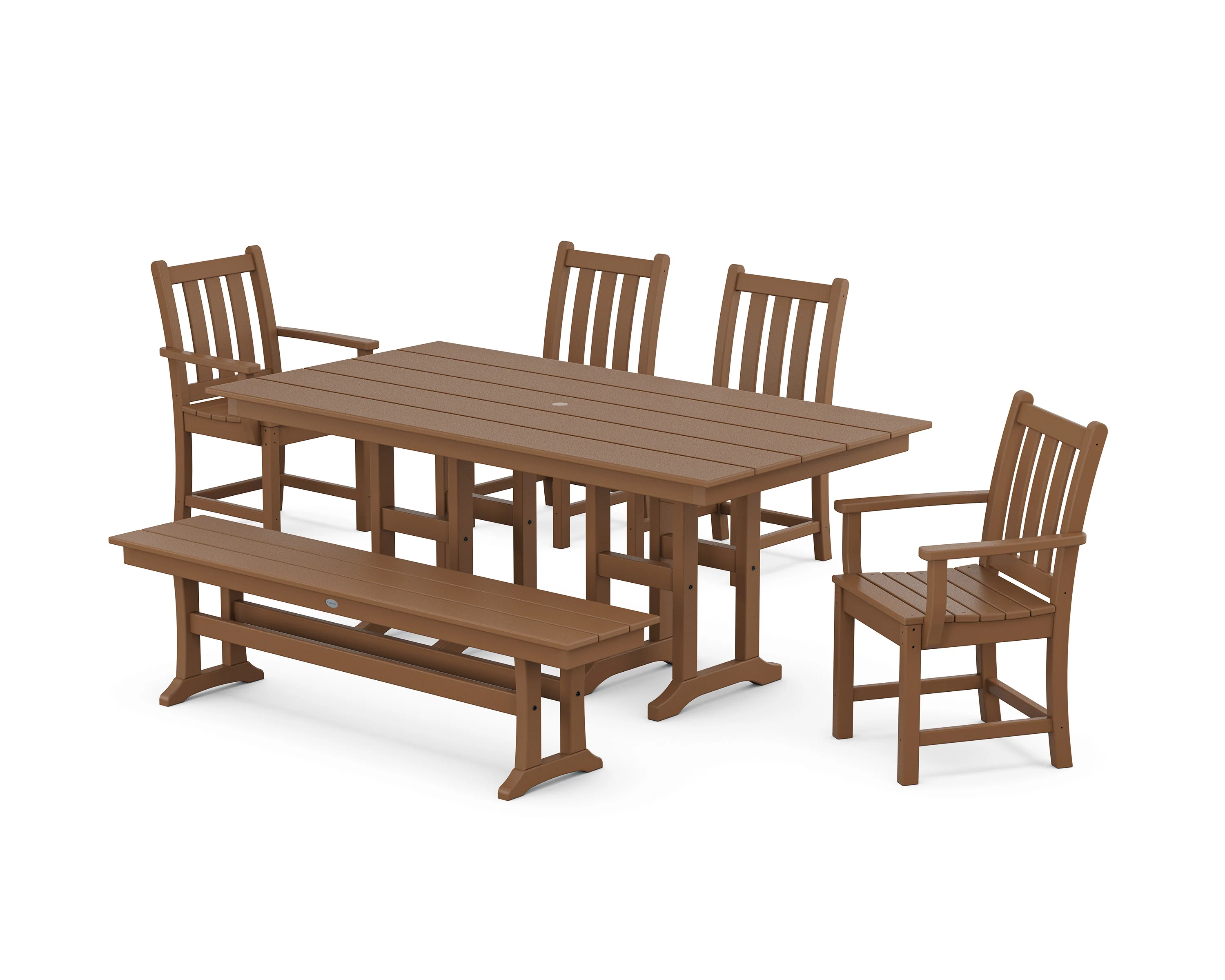 Traditional Garden 6-Piece Farmhouse Dining Set with Bench - Image 4