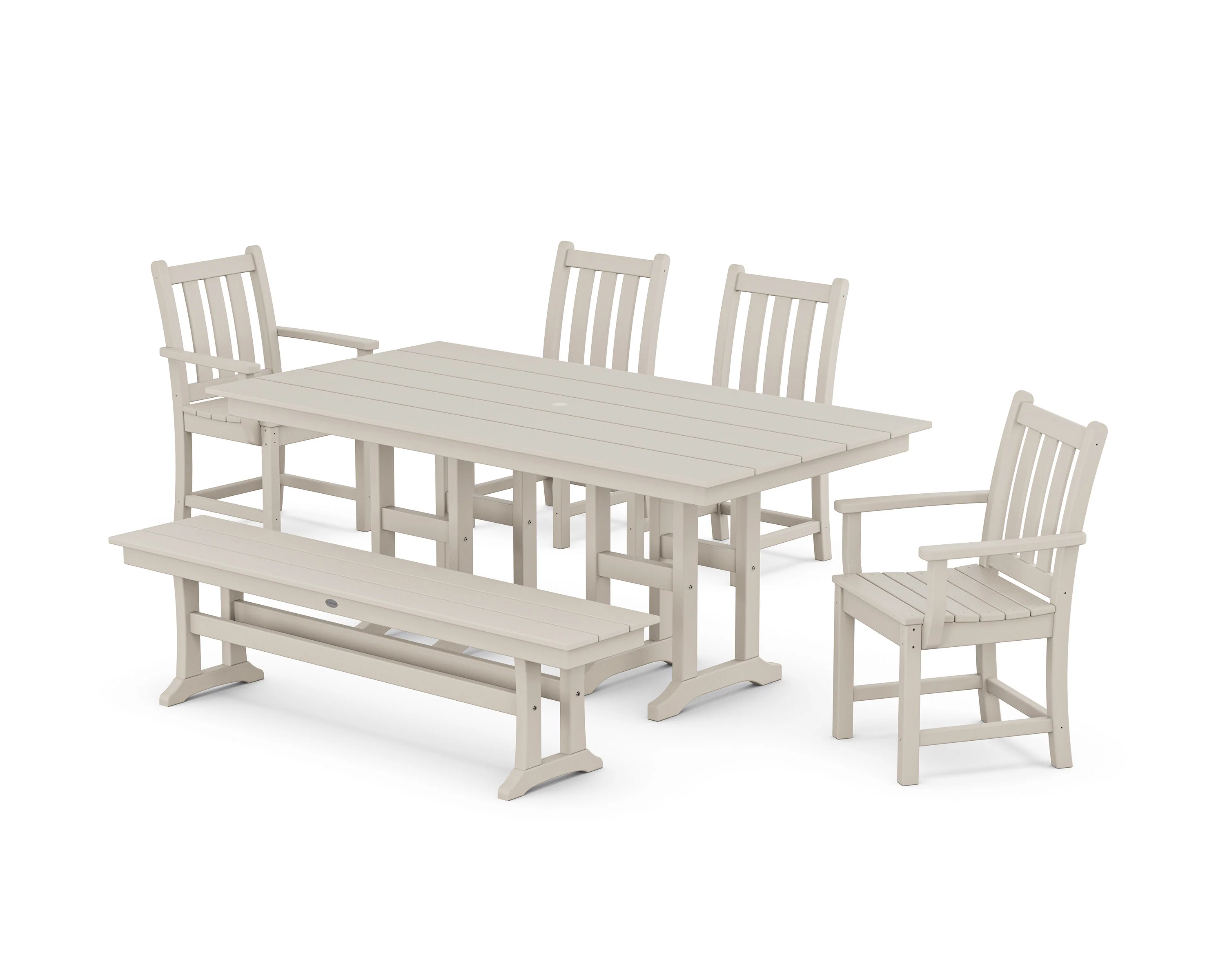 Traditional Garden 6-Piece Farmhouse Dining Set with Bench - Image 5