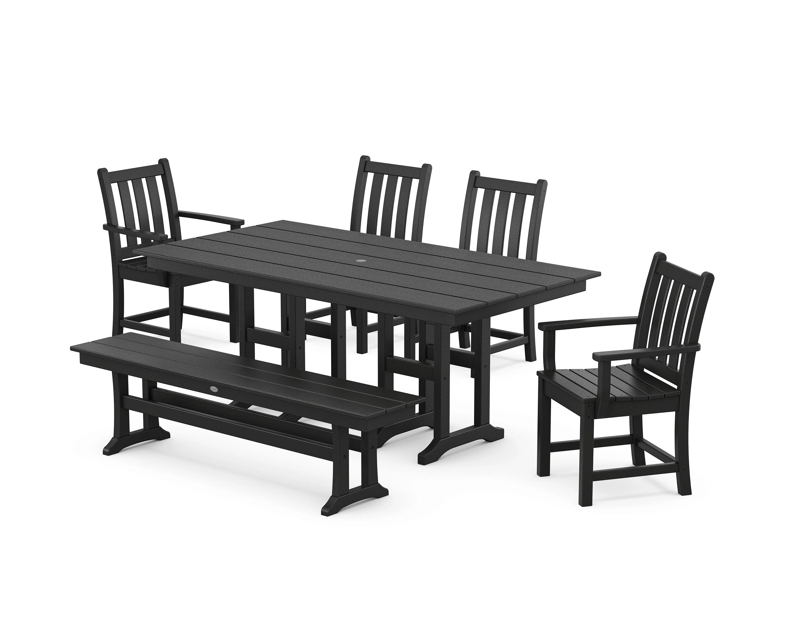 Traditional Garden 6-Piece Farmhouse Dining Set with Bench - Image 6