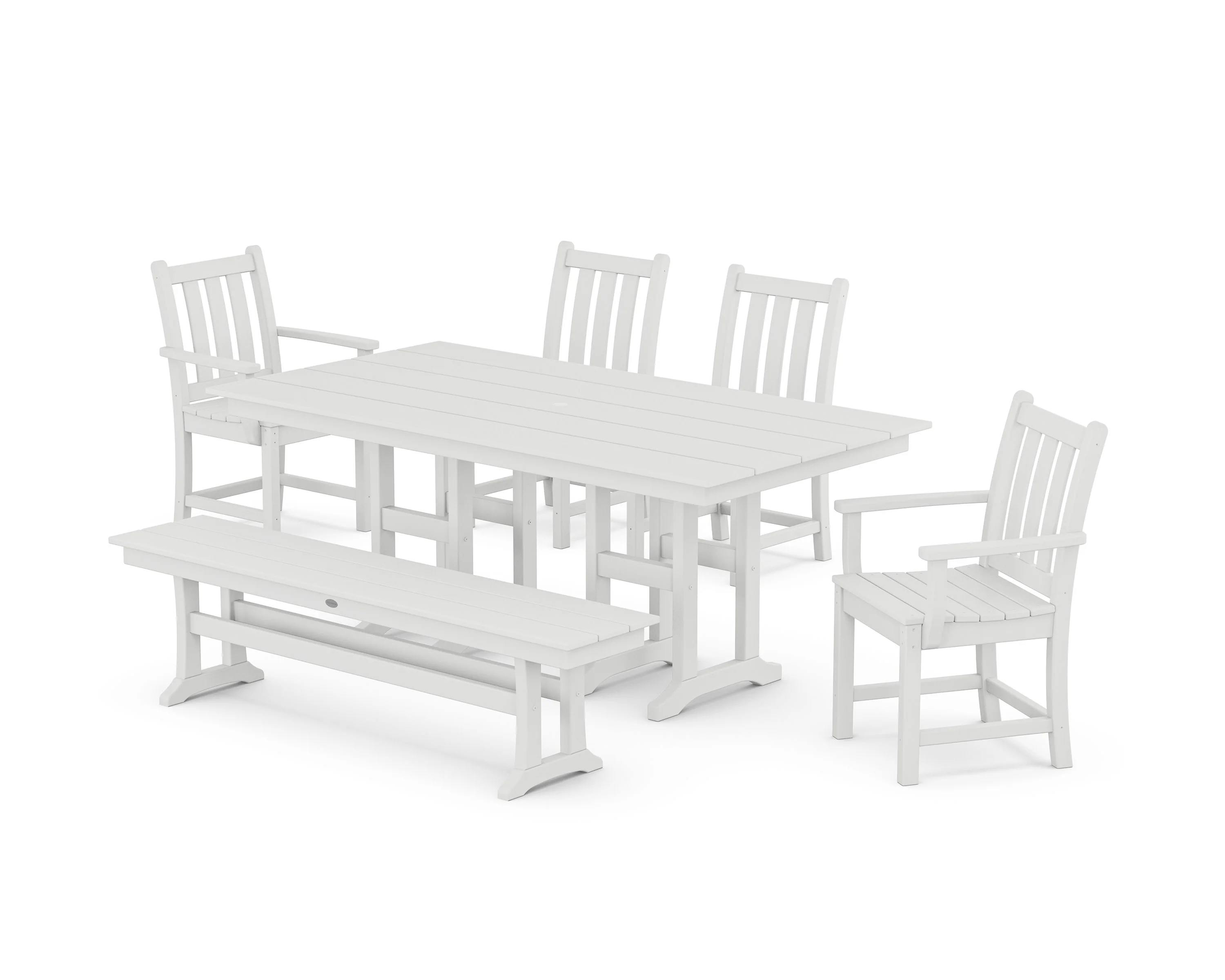 Traditional Garden 6-Piece Farmhouse Dining Set with Bench - Image 7