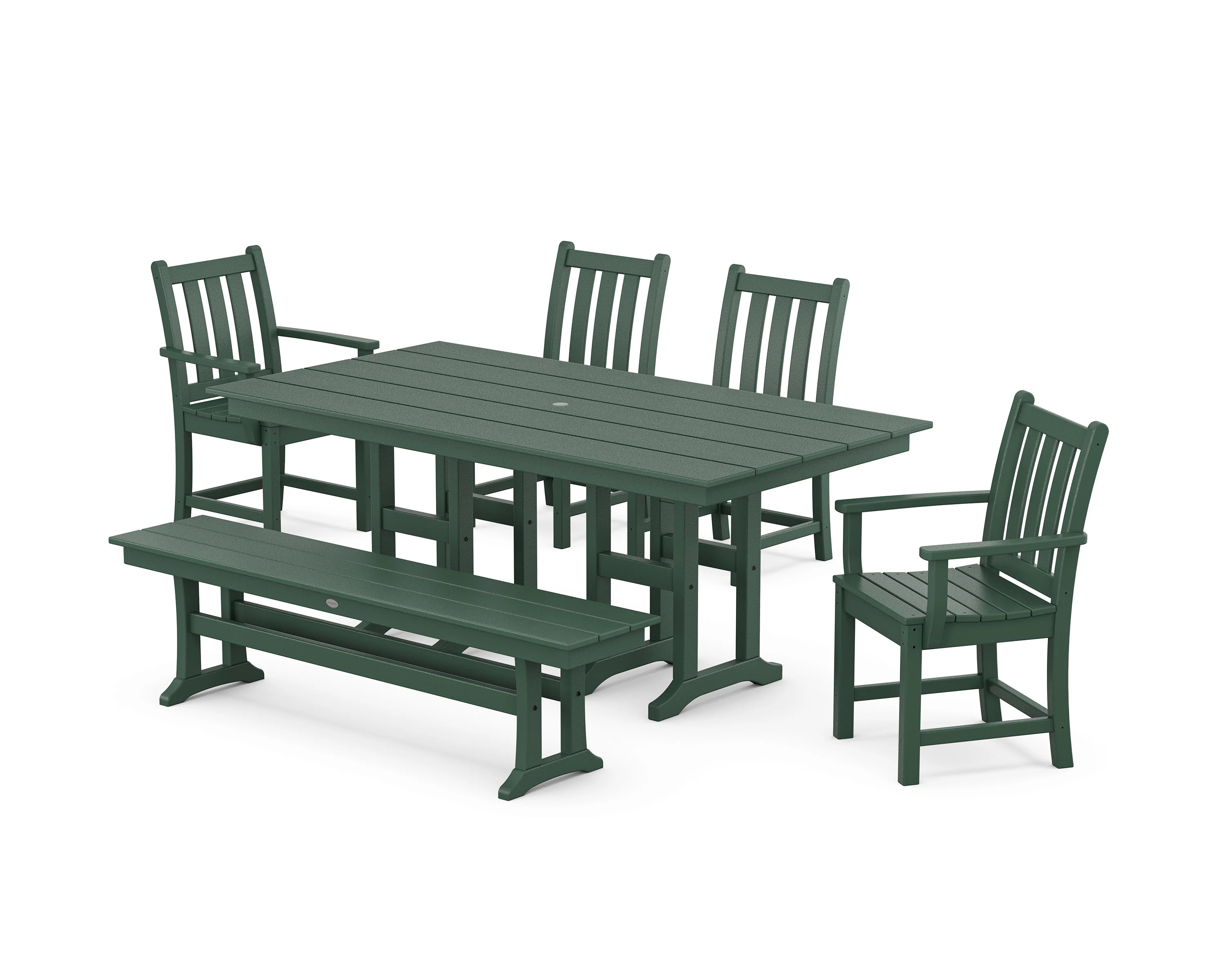 Traditional Garden 6-Piece Farmhouse Dining Set with Bench - Image 8