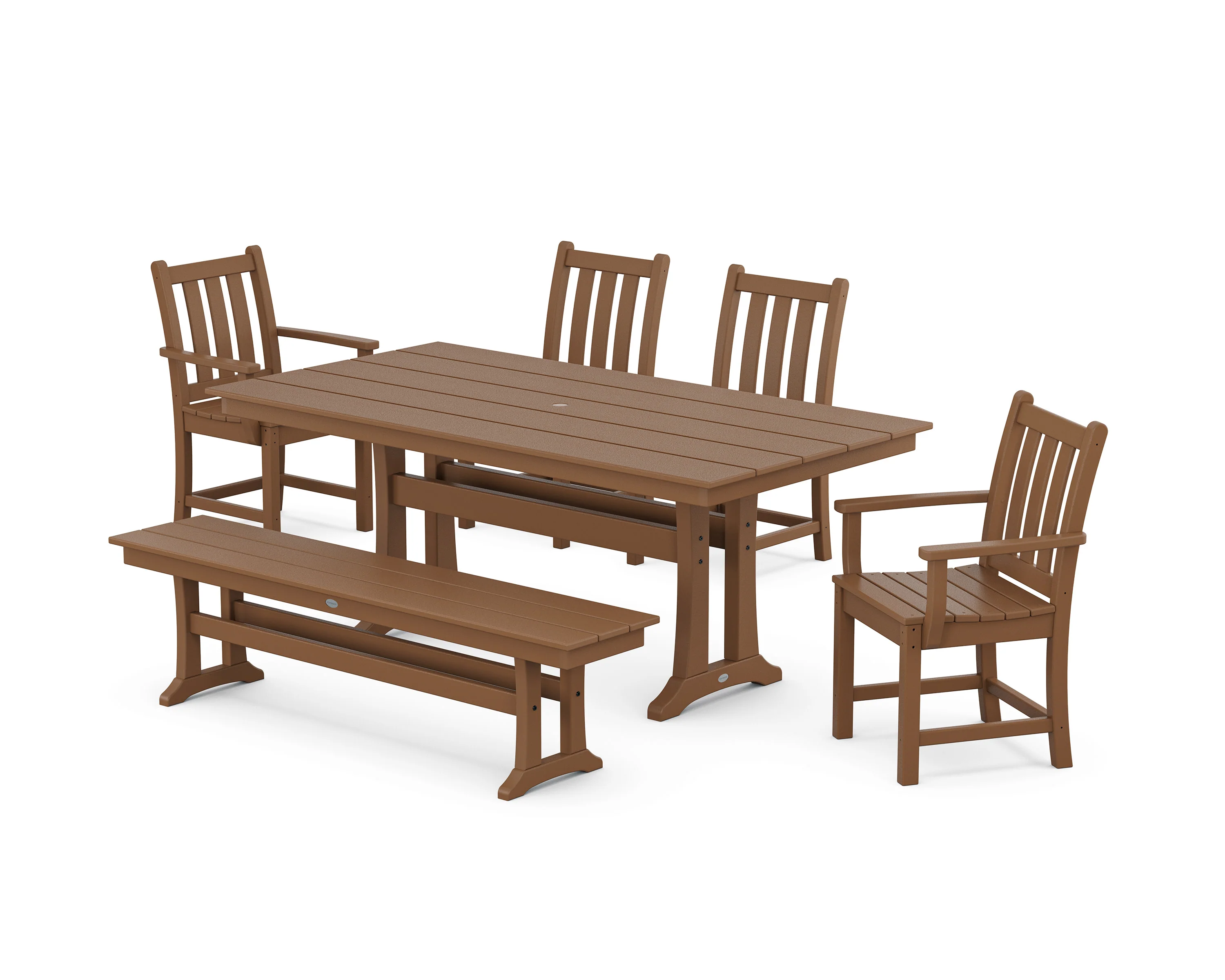 Traditional Garden 6-Piece Farmhouse Dining Set with Trestle Legs and Bench - Image 6