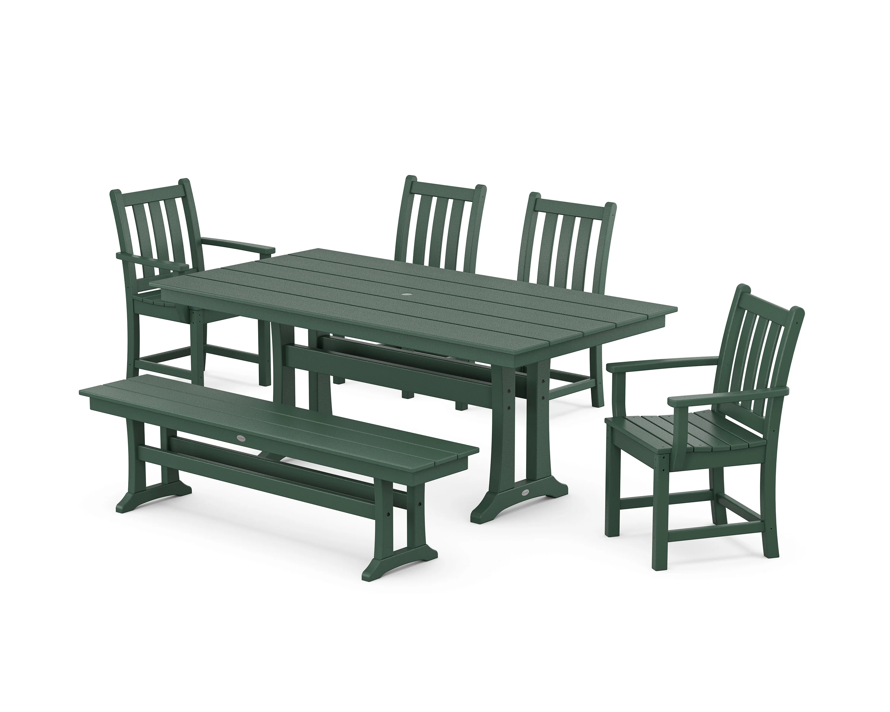 Traditional Garden 6-Piece Farmhouse Dining Set with Trestle Legs and Bench - Image 9