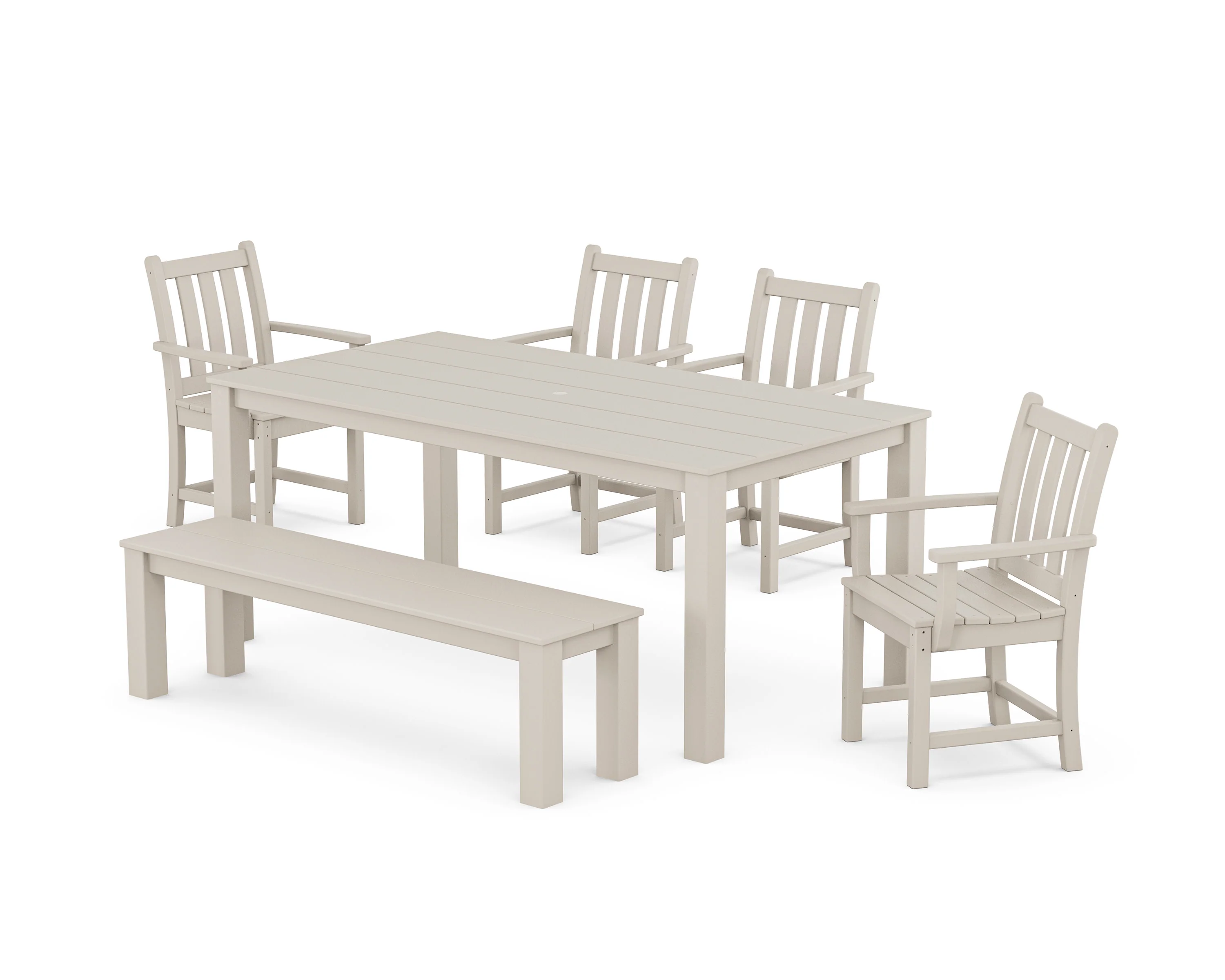 Traditional Garden 6-Piece Parsons Dining Set with Bench - Image 4