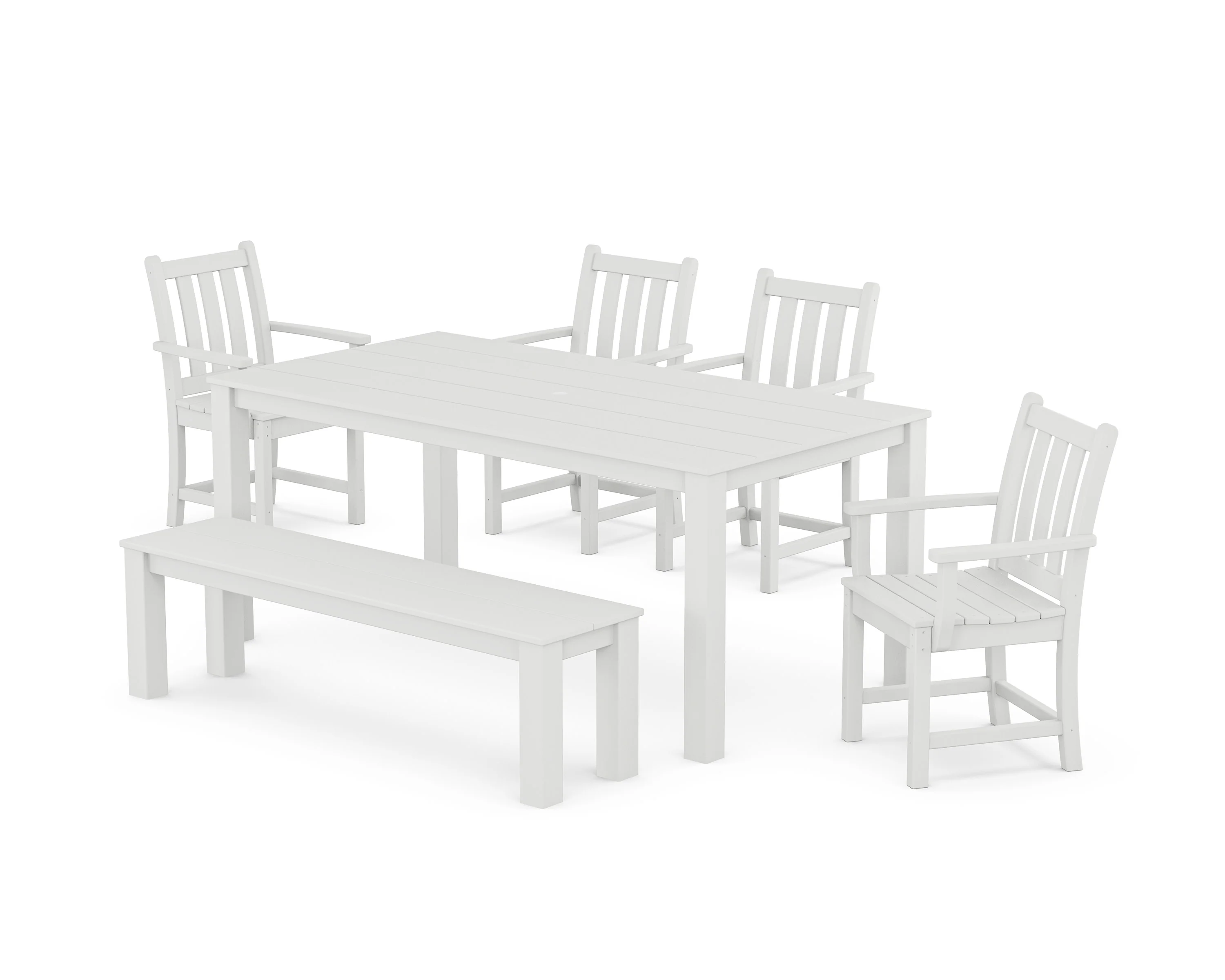 Traditional Garden 6-Piece Parsons Dining Set with Bench - Image 9