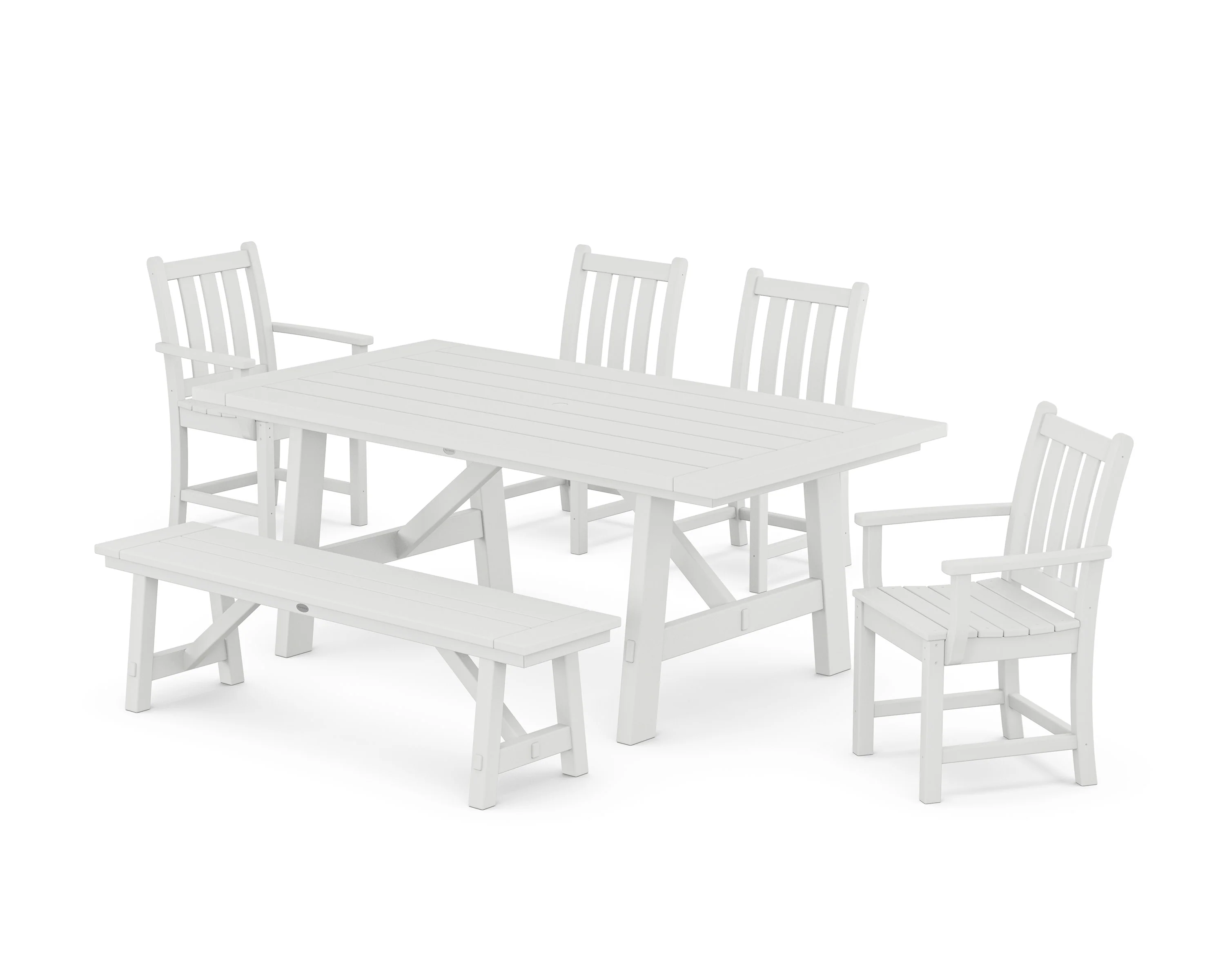 Traditional Garden 6-Piece Rustic Farmhouse Dining Set With Bench - Image 7