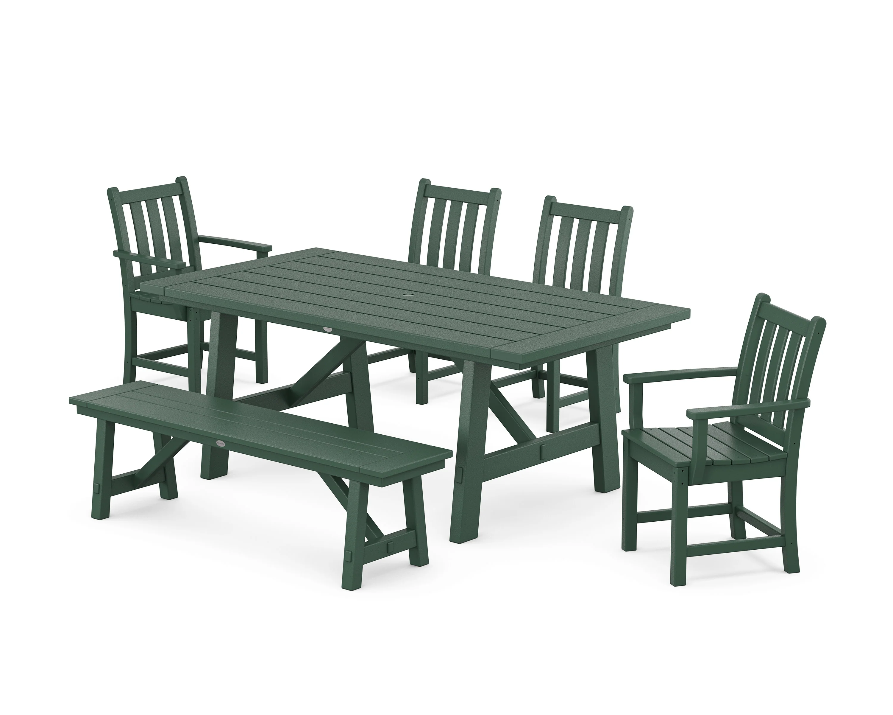 Traditional Garden 6-Piece Rustic Farmhouse Dining Set With Bench - Image 8