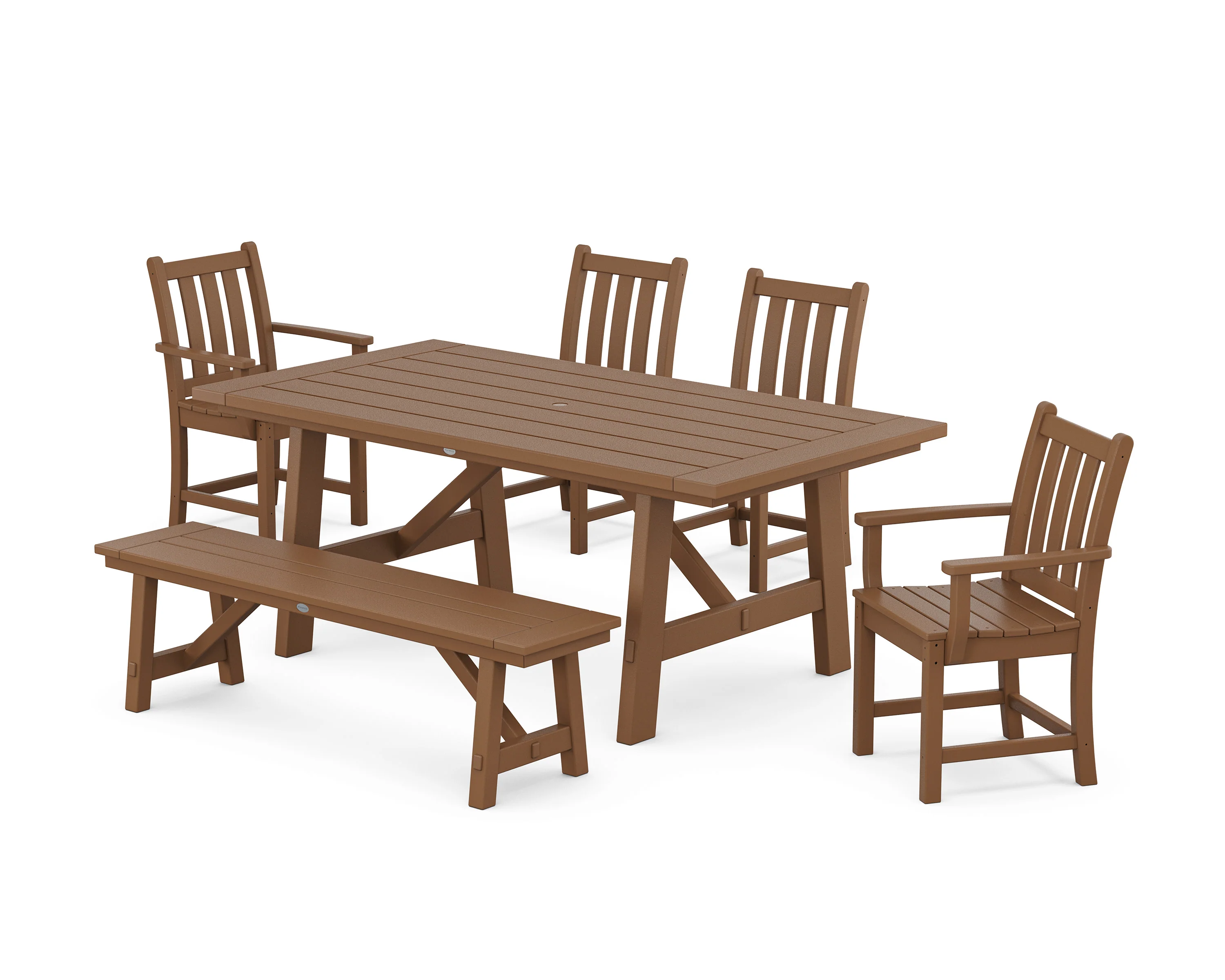 Traditional Garden 6-Piece Rustic Farmhouse Dining Set With Bench - Image 9