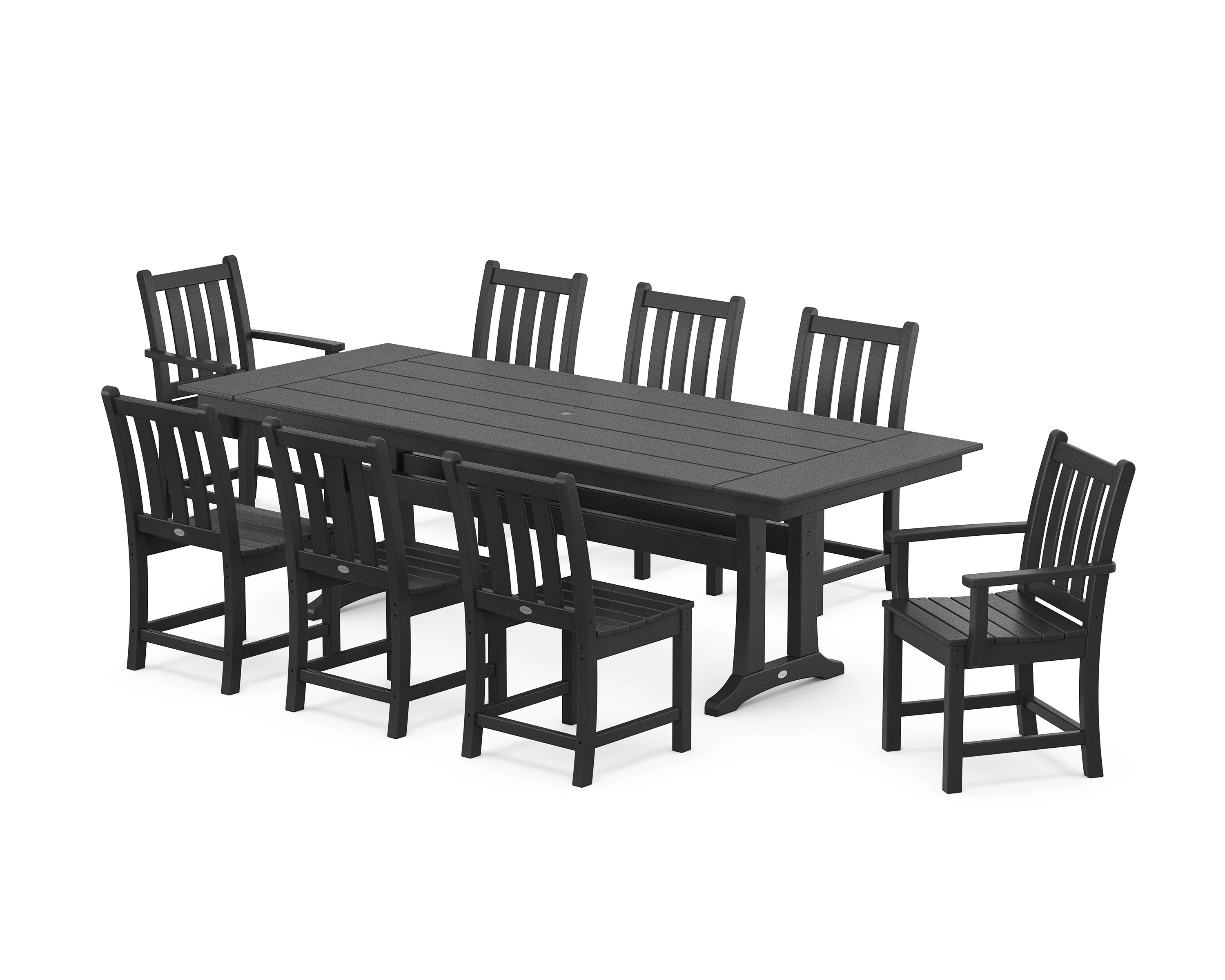 Traditional Garden 9-Piece Farmhouse Dining Set with Trestle Legs - Image 4