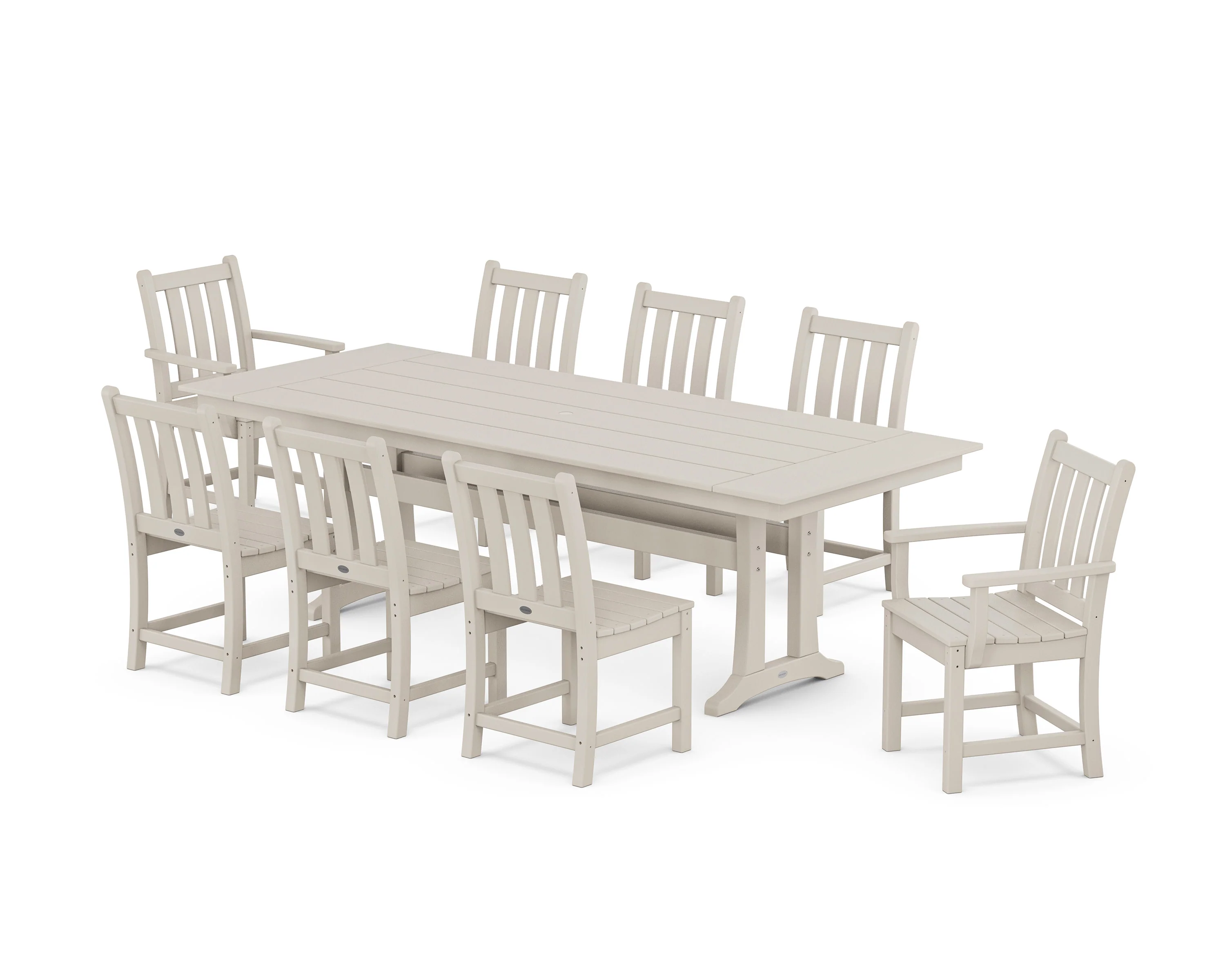 Traditional Garden 9-Piece Farmhouse Dining Set with Trestle Legs - Image 9