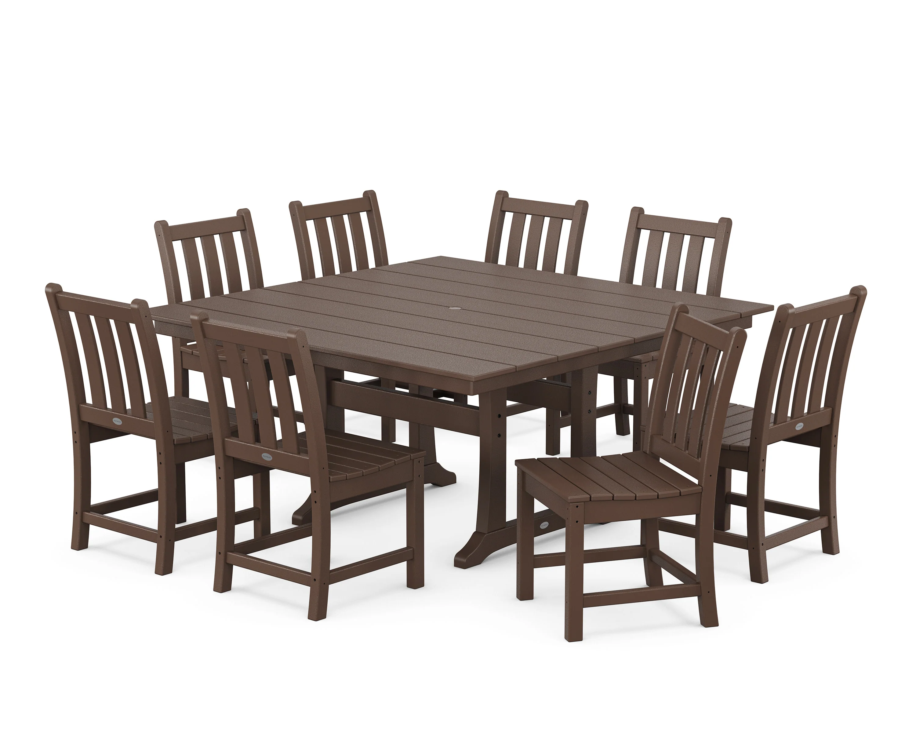 Traditional Garden 9-Piece Farmhouse Trestle Dining Set - Image 10