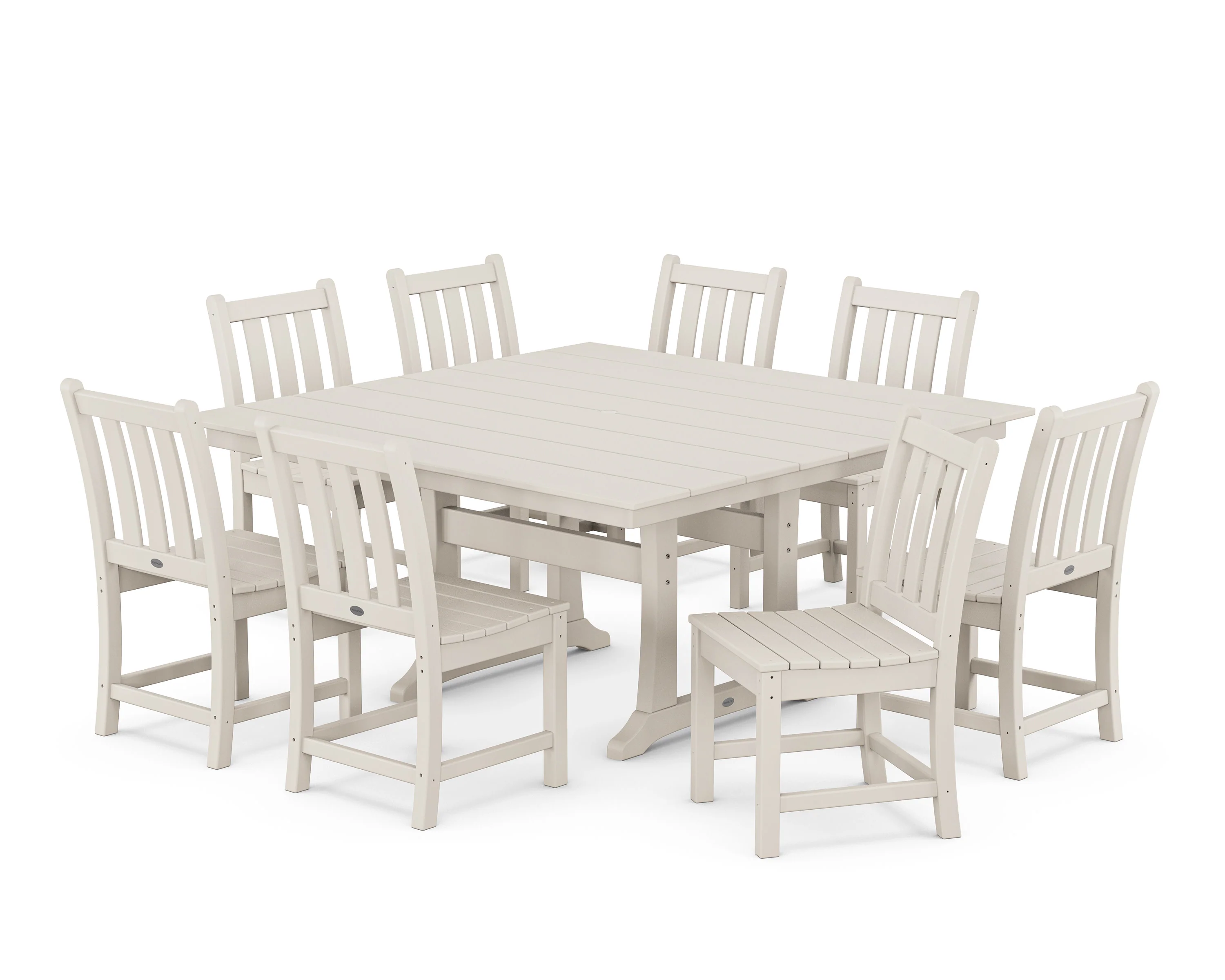 Traditional Garden 9-Piece Farmhouse Trestle Dining Set - Image 8