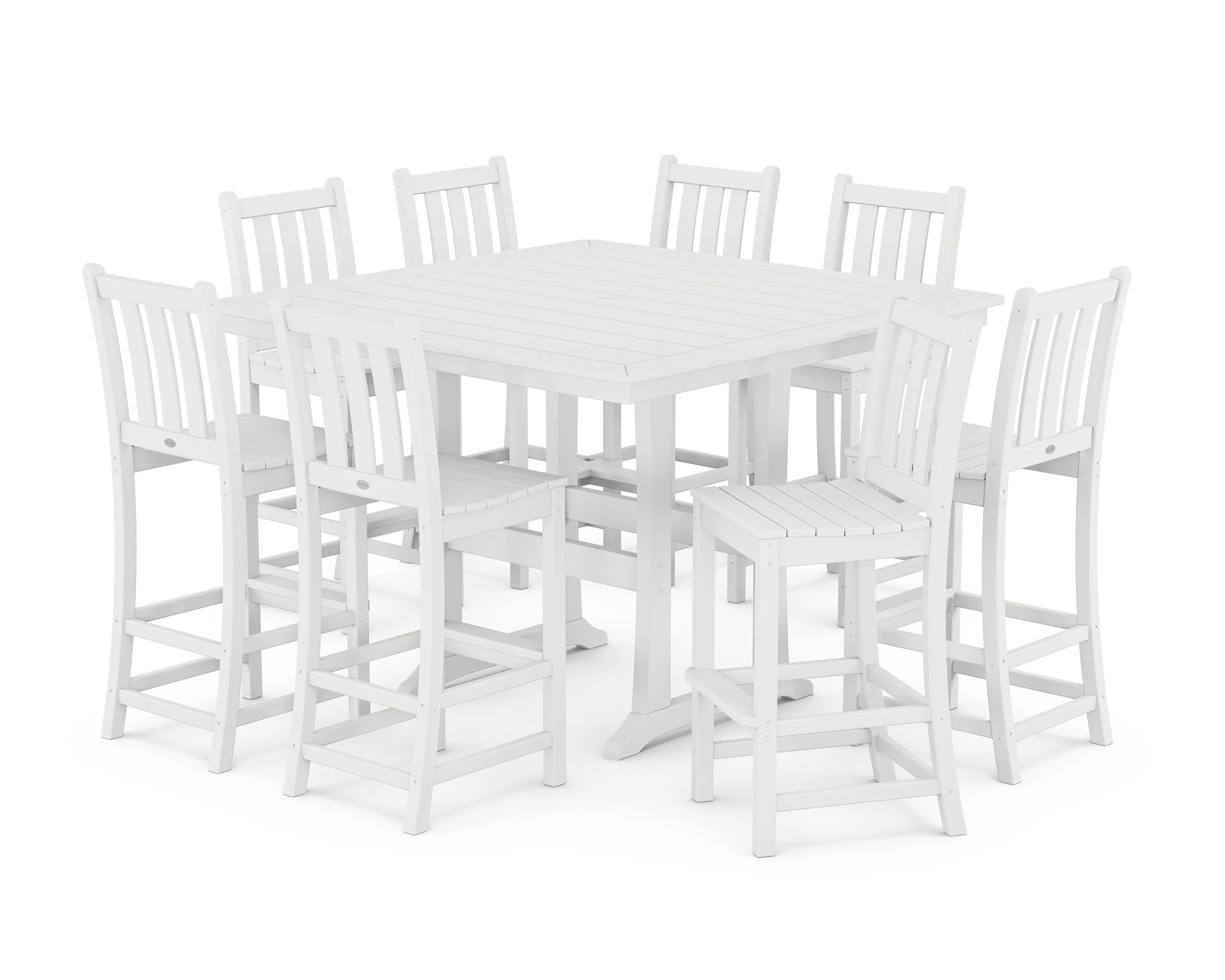 Traditional Garden 9-Piece Nautical Trestle Bar Set - Image 4