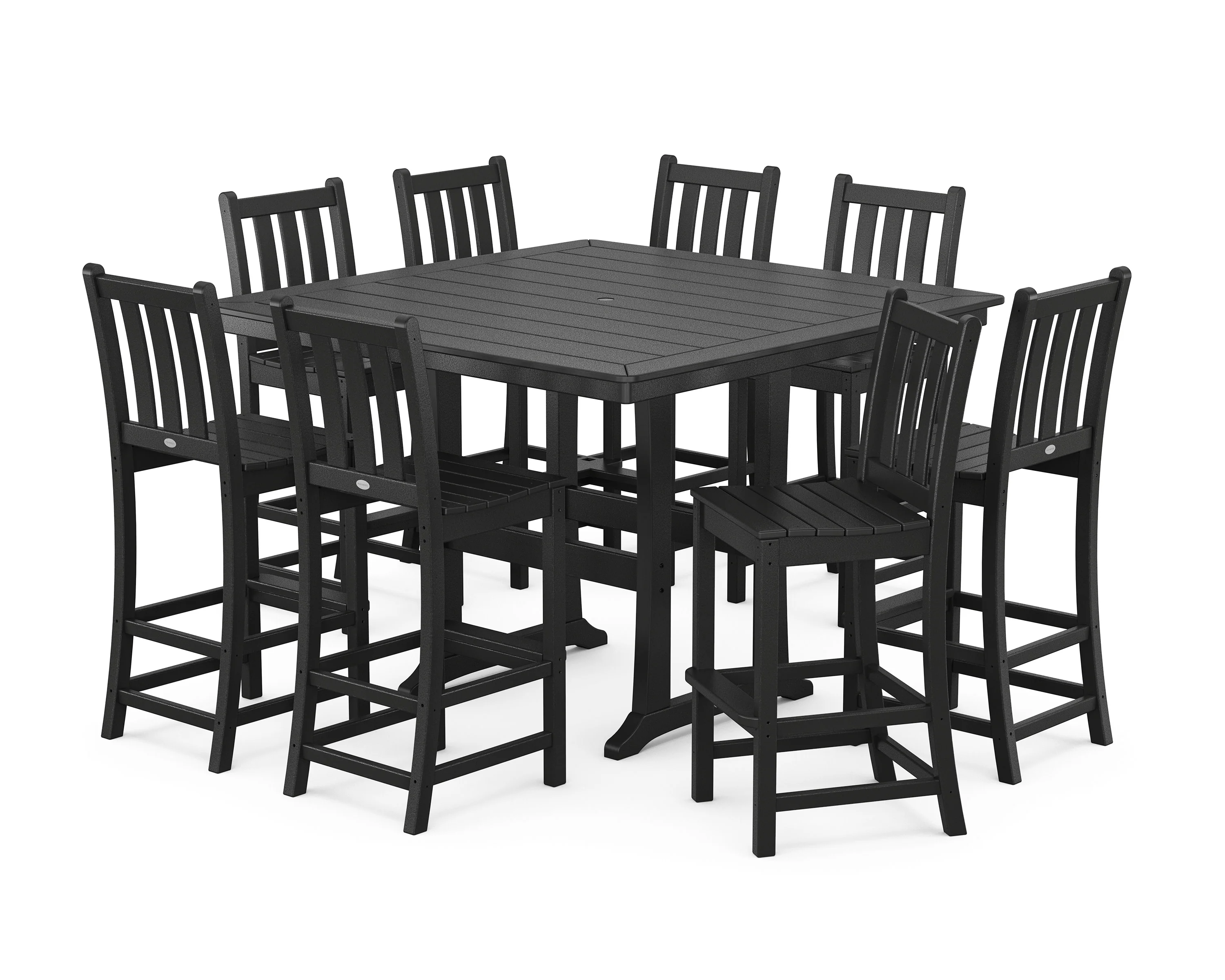 Traditional Garden 9-Piece Nautical Trestle Bar Set - Image 5