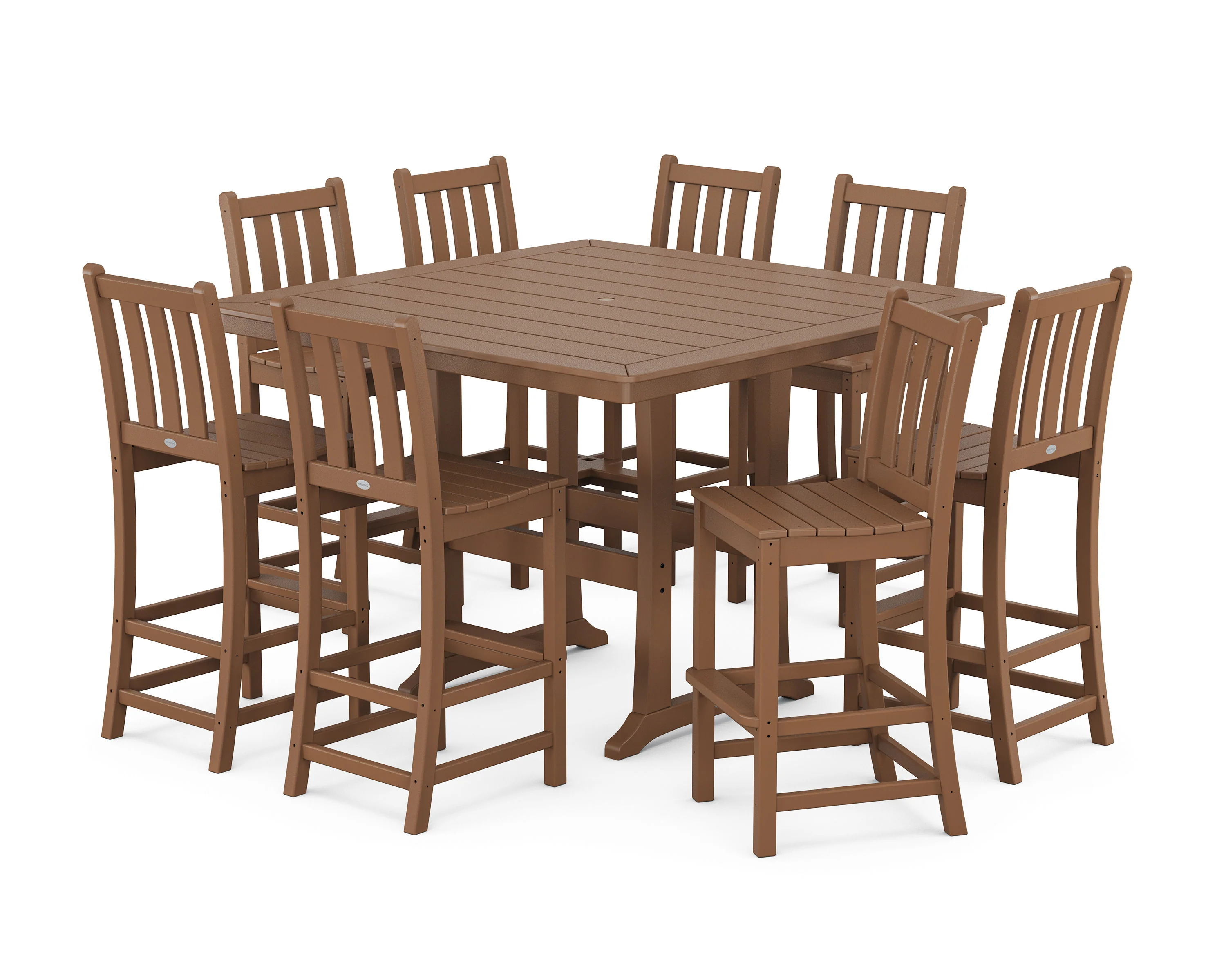 Traditional Garden 9-Piece Nautical Trestle Bar Set - Image 6