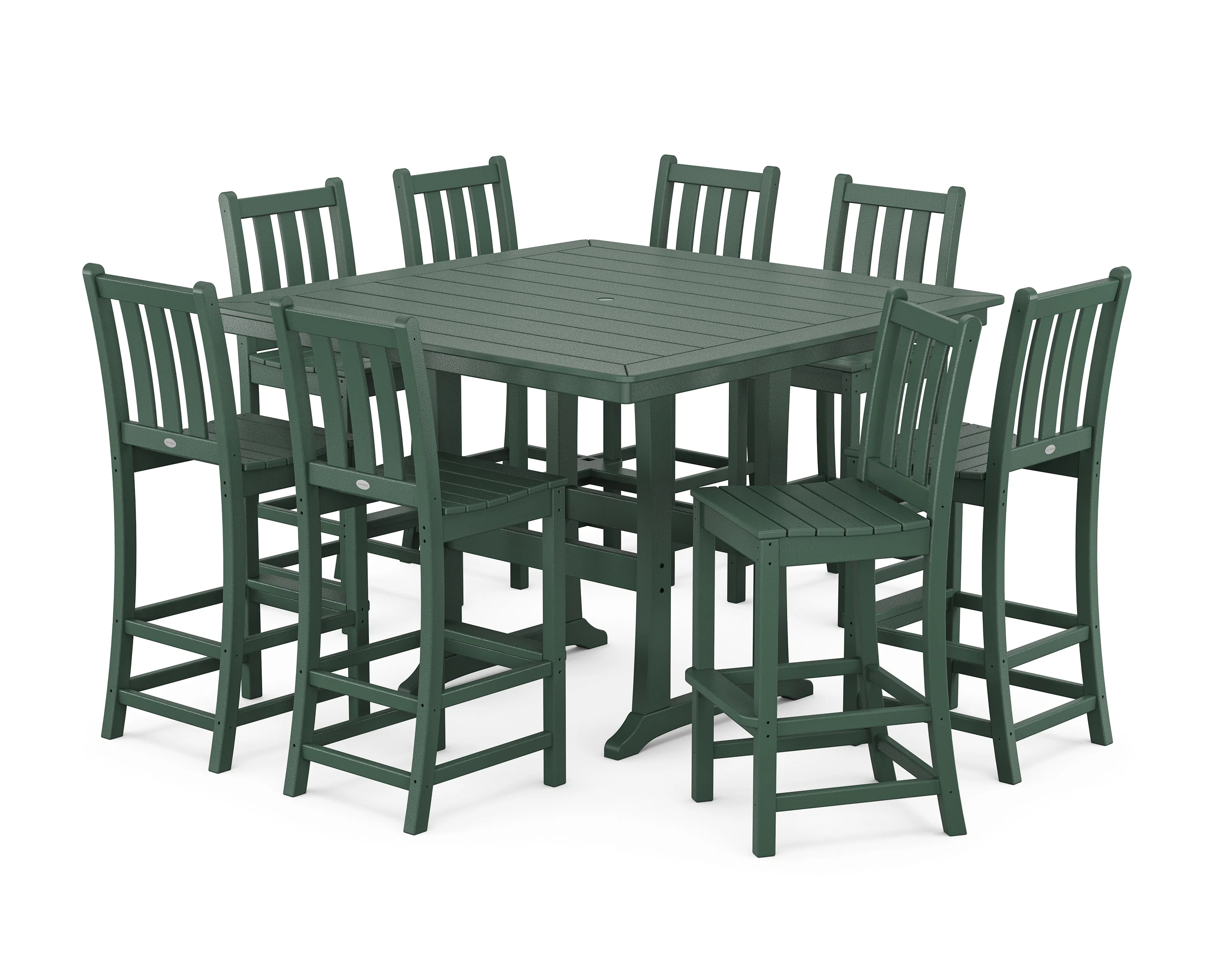 Traditional Garden 9-Piece Nautical Trestle Bar Set - Image 7