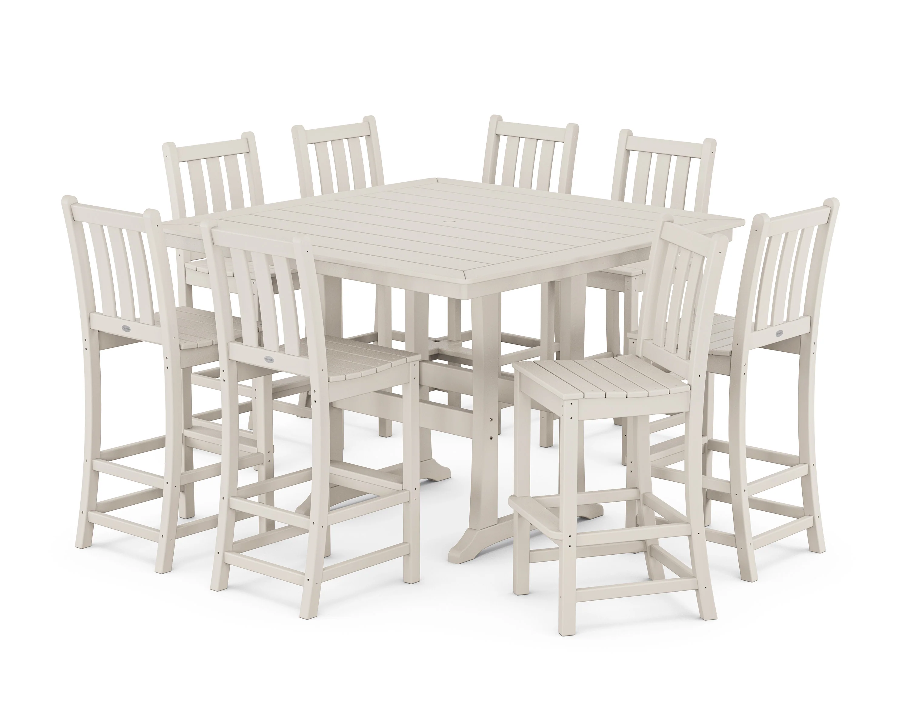Traditional Garden 9-Piece Nautical Trestle Bar Set - Image 8