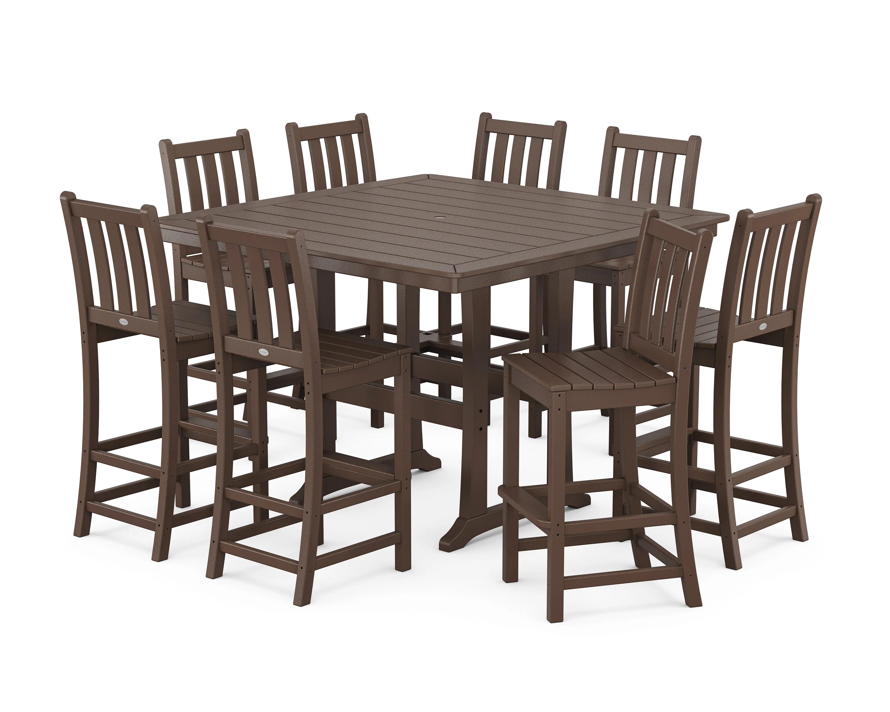 Traditional Garden 9-Piece Nautical Trestle Bar Set - Image 9