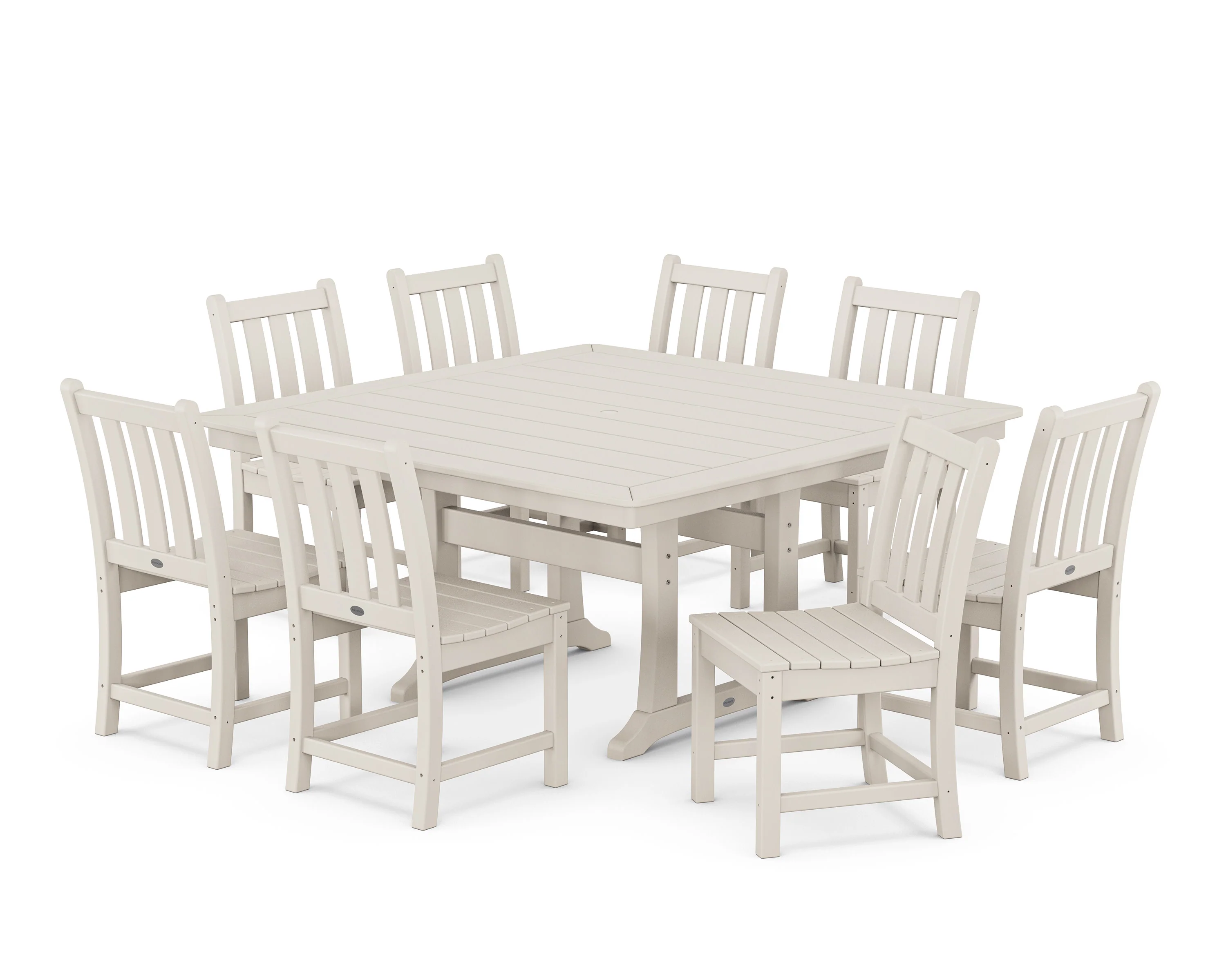 Traditional Garden 9-Piece Nautical Trestle Dining Set - Image 5