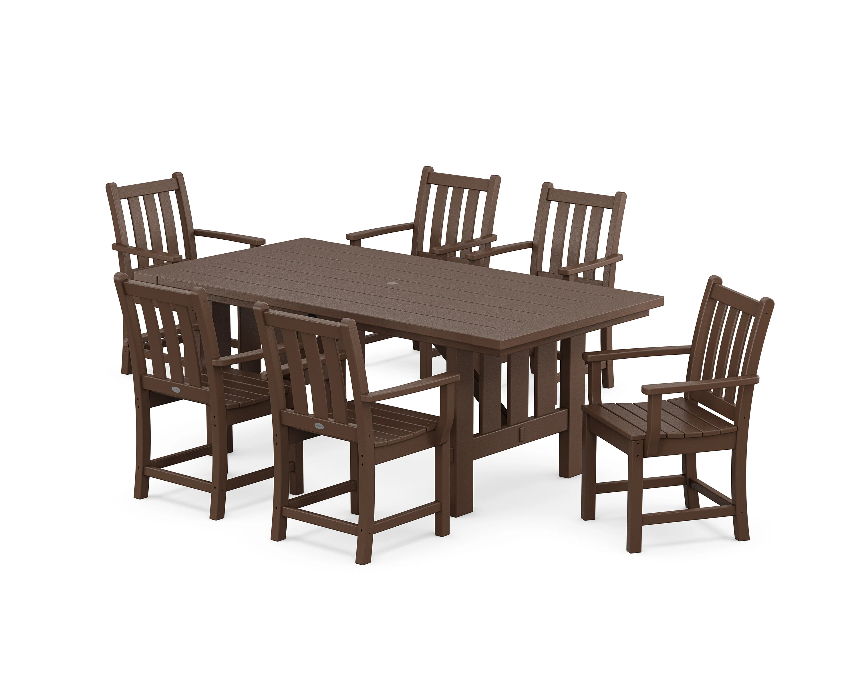Traditional Garden Arm Chair 7-Piece Mission Dining Set - Image 4