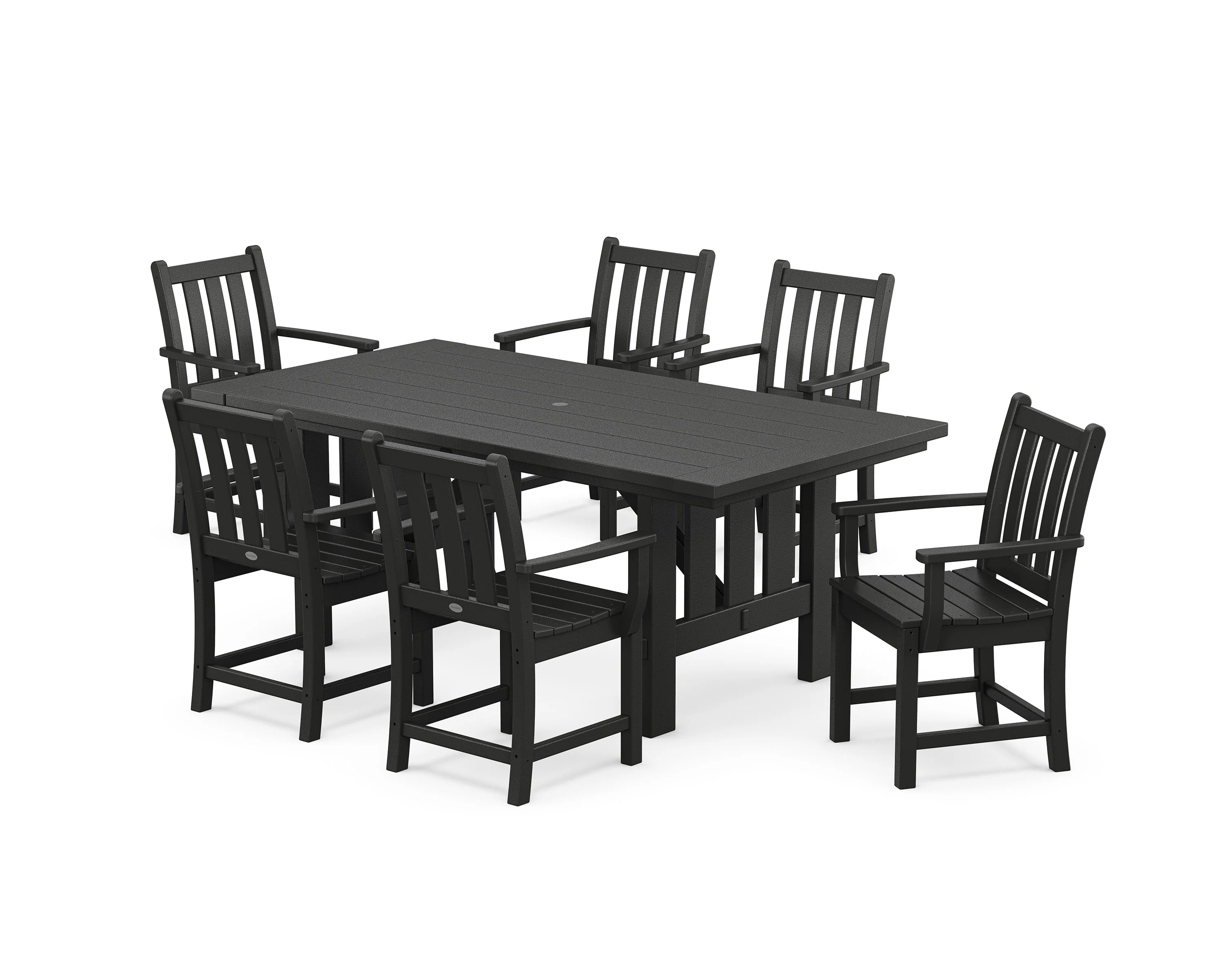 Traditional Garden Arm Chair 7-Piece Mission Dining Set - Image 5