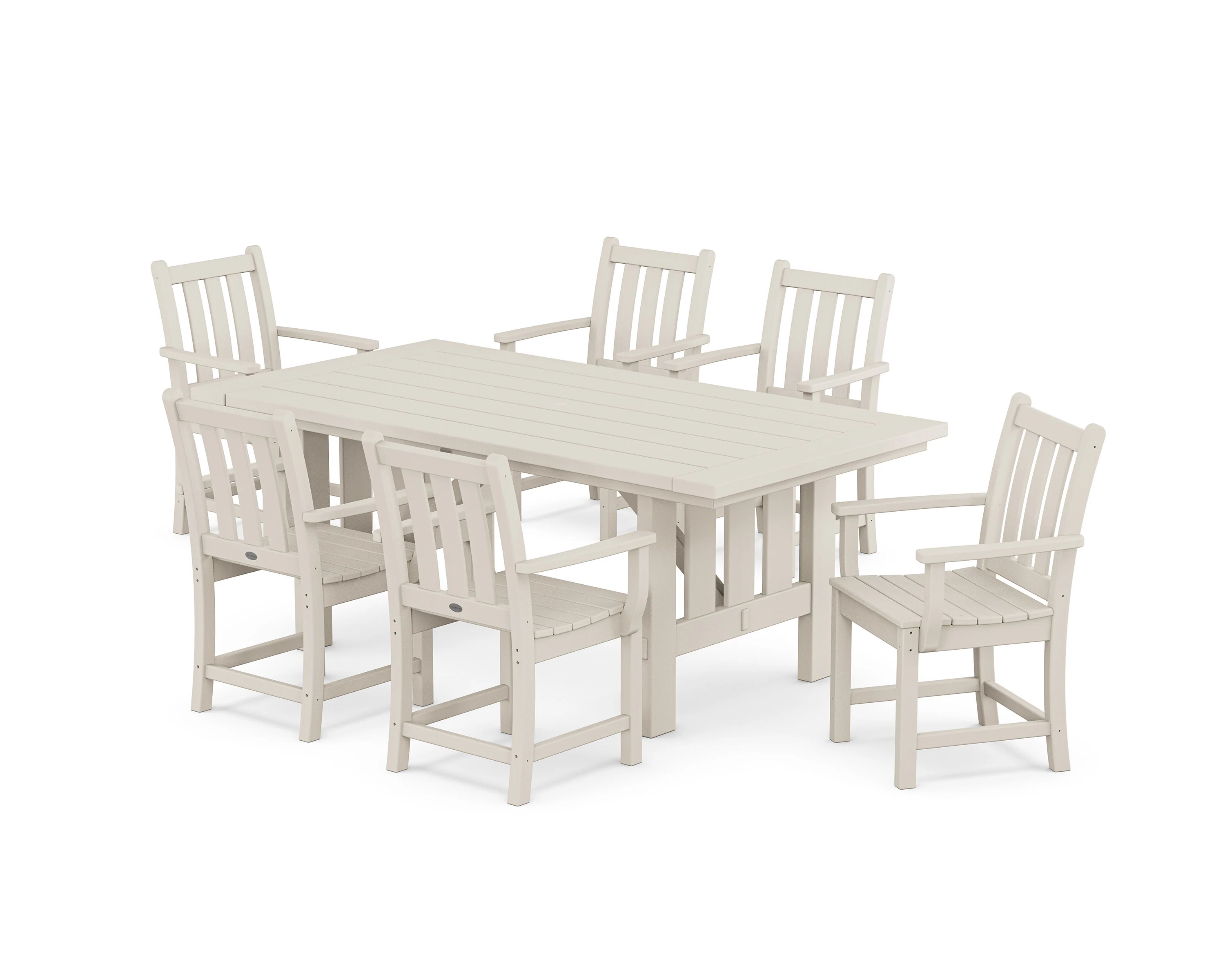 Traditional Garden Arm Chair 7-Piece Mission Dining Set - Image 6